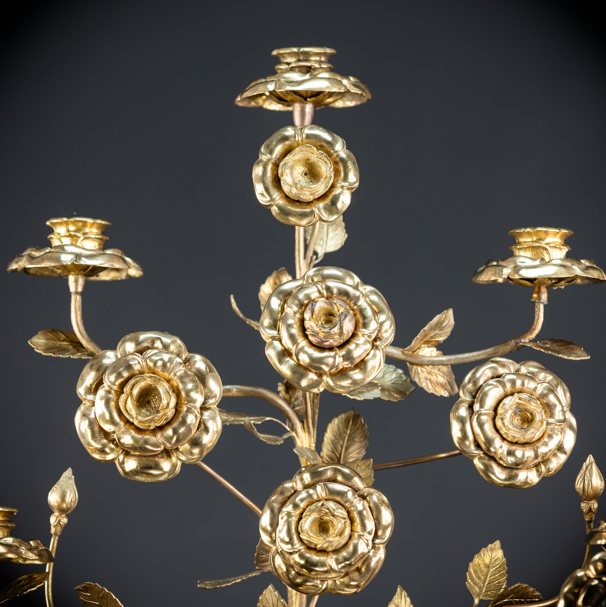 Two Gilded Bronze Baroque Candle Holders | 1800s Antique | 22" / 56 cm