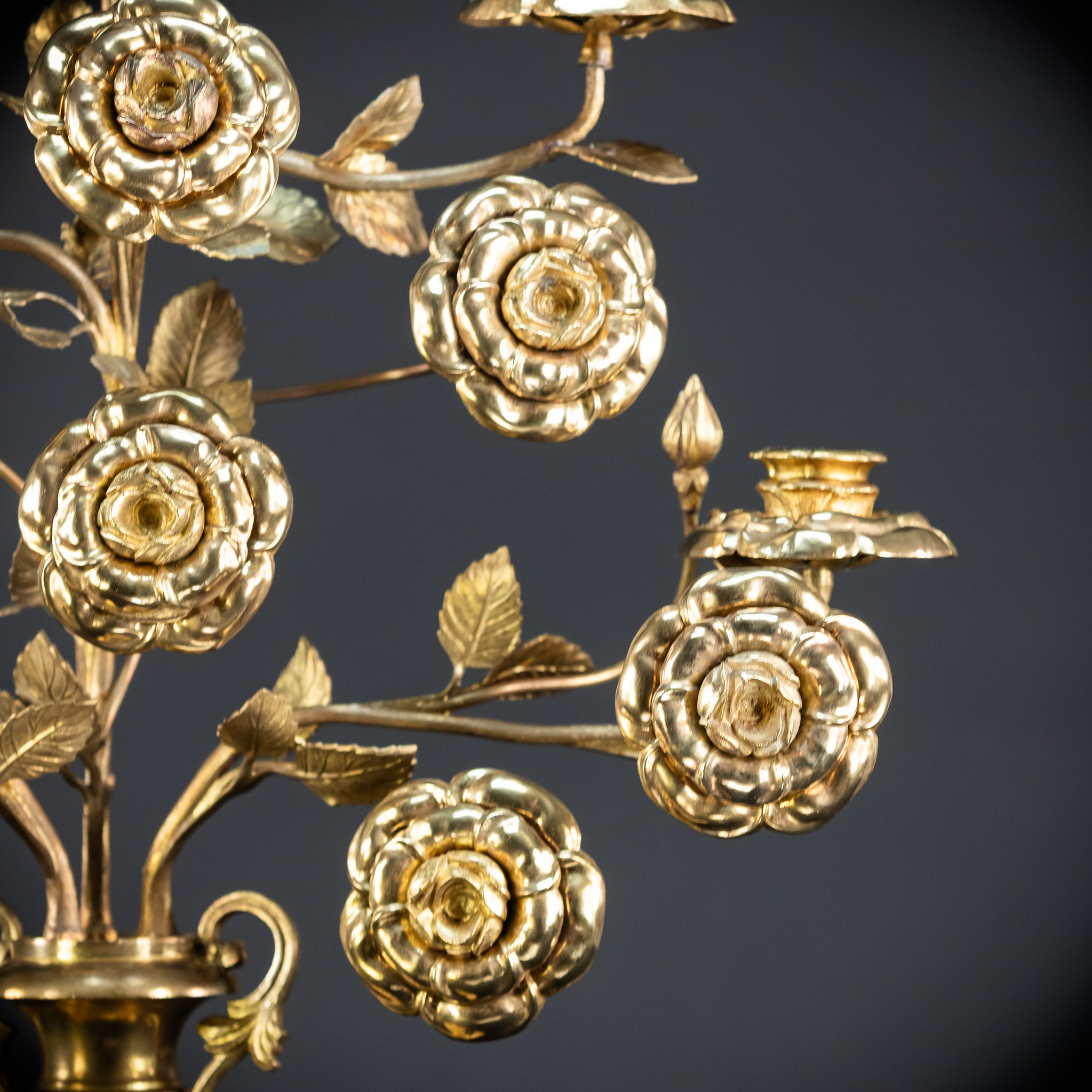 Two Gilded Bronze Baroque Candle Holders | 1800s Antique | 22" / 56 cm