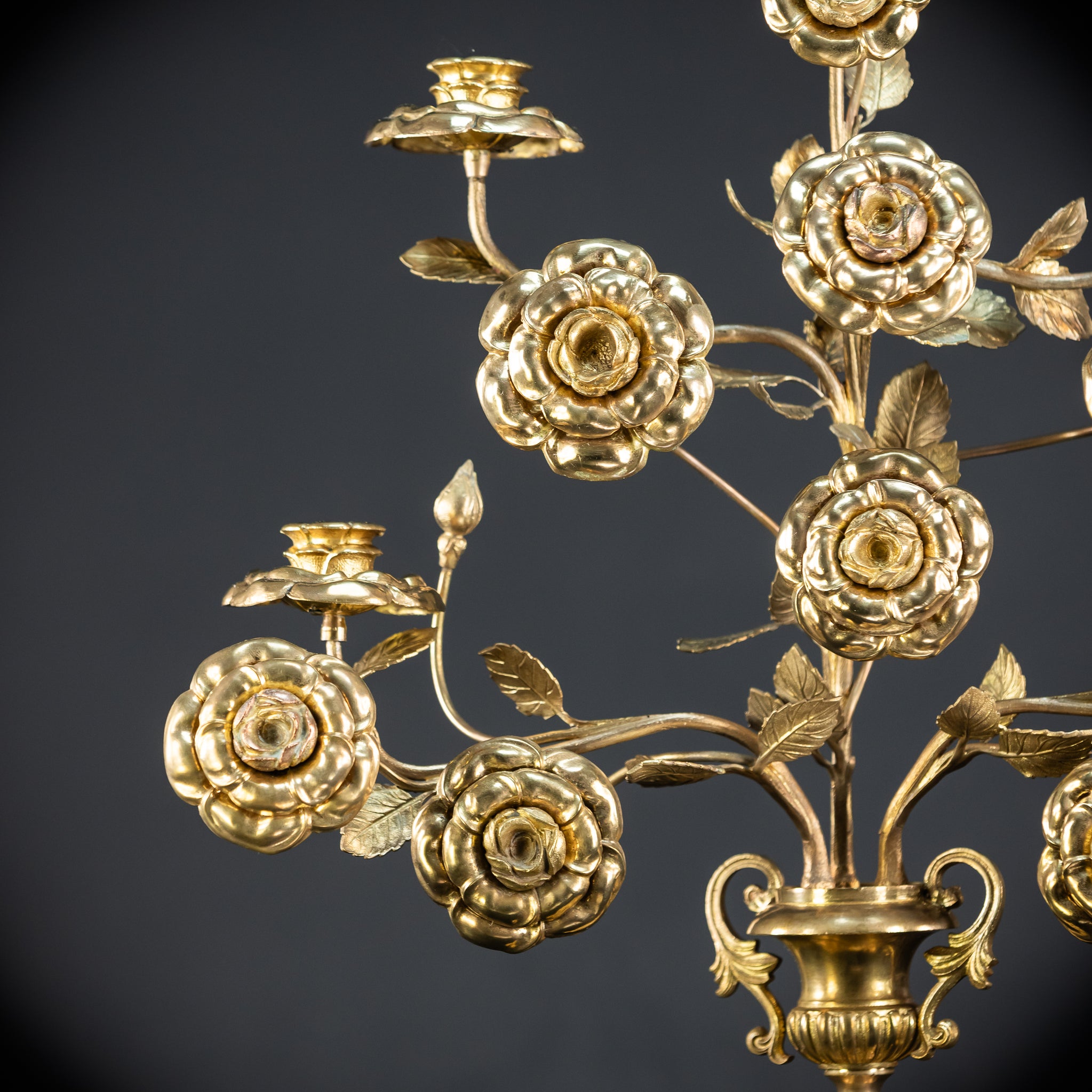 Two Gilded Bronze Baroque Candle Holders | 1800s Antique | 22" / 56 cm