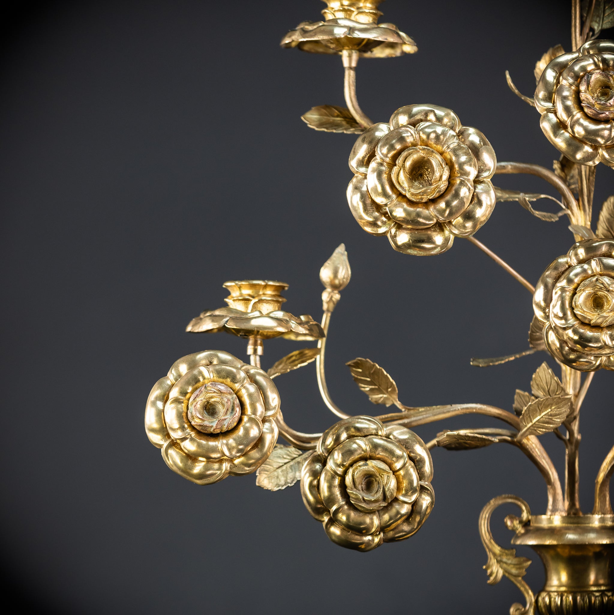 Two Gilded Bronze Baroque Candle Holders | 1800s Antique | 22" / 56 cm