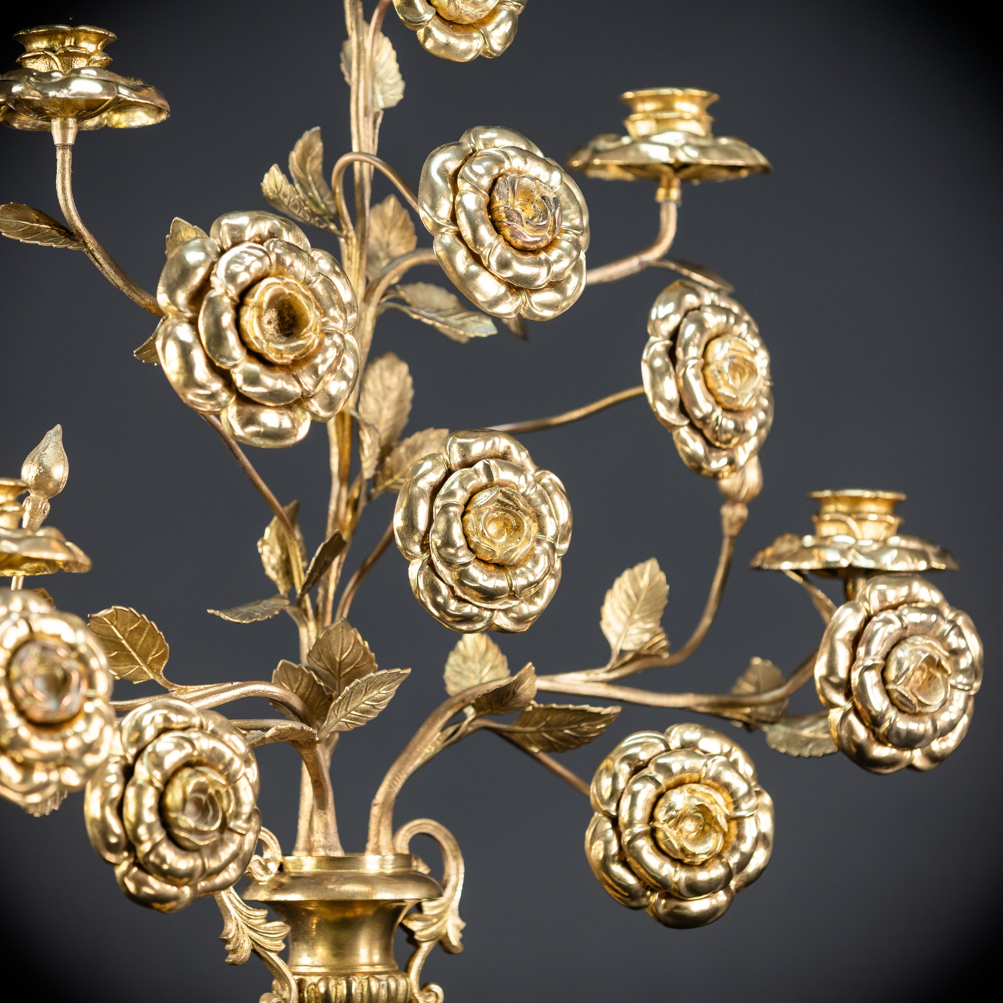 Two Gilded Bronze Baroque Candle Holders | 1800s Antique | 22" / 56 cm