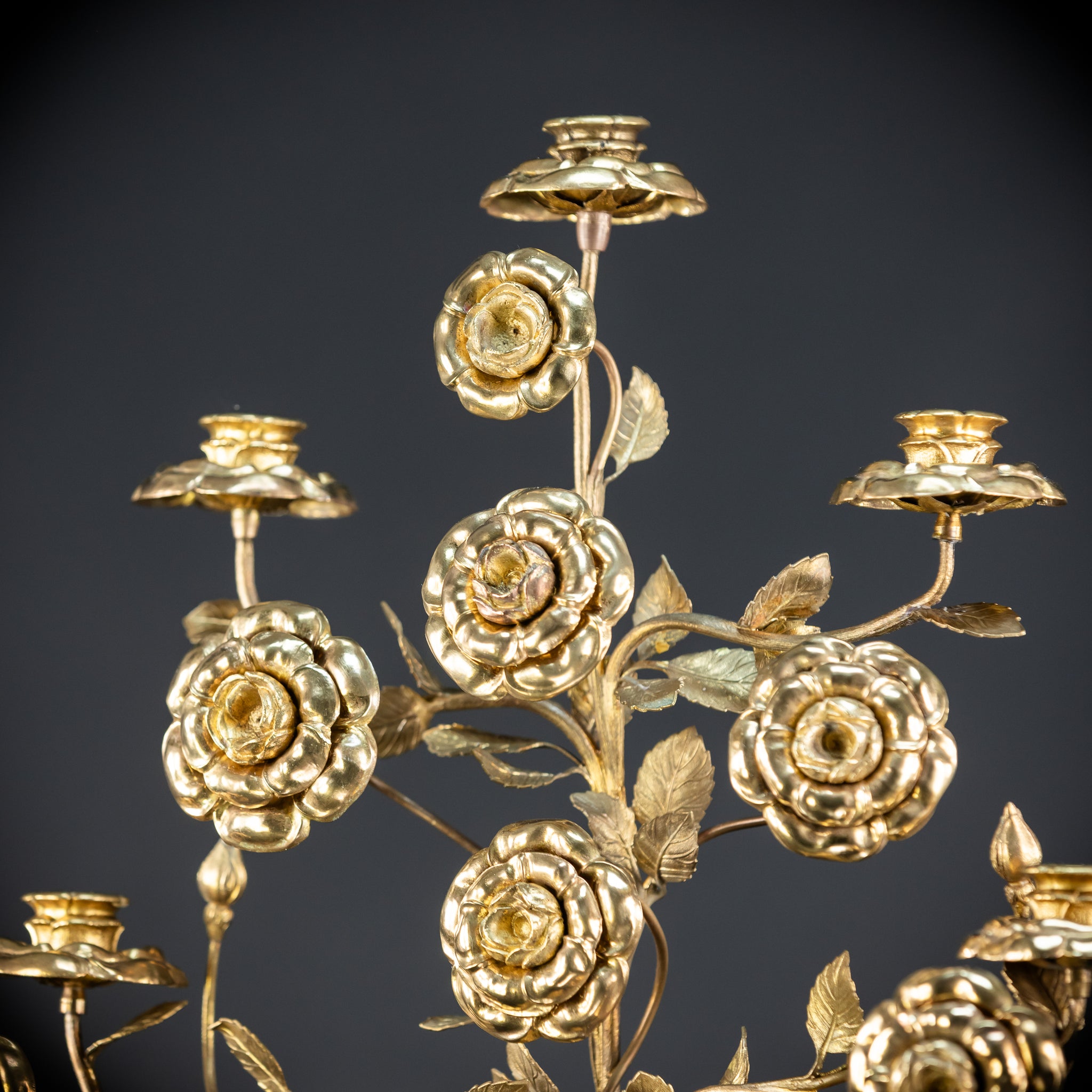 Two Gilded Bronze Baroque Candle Holders | 1800s Antique | 22" / 56 cm