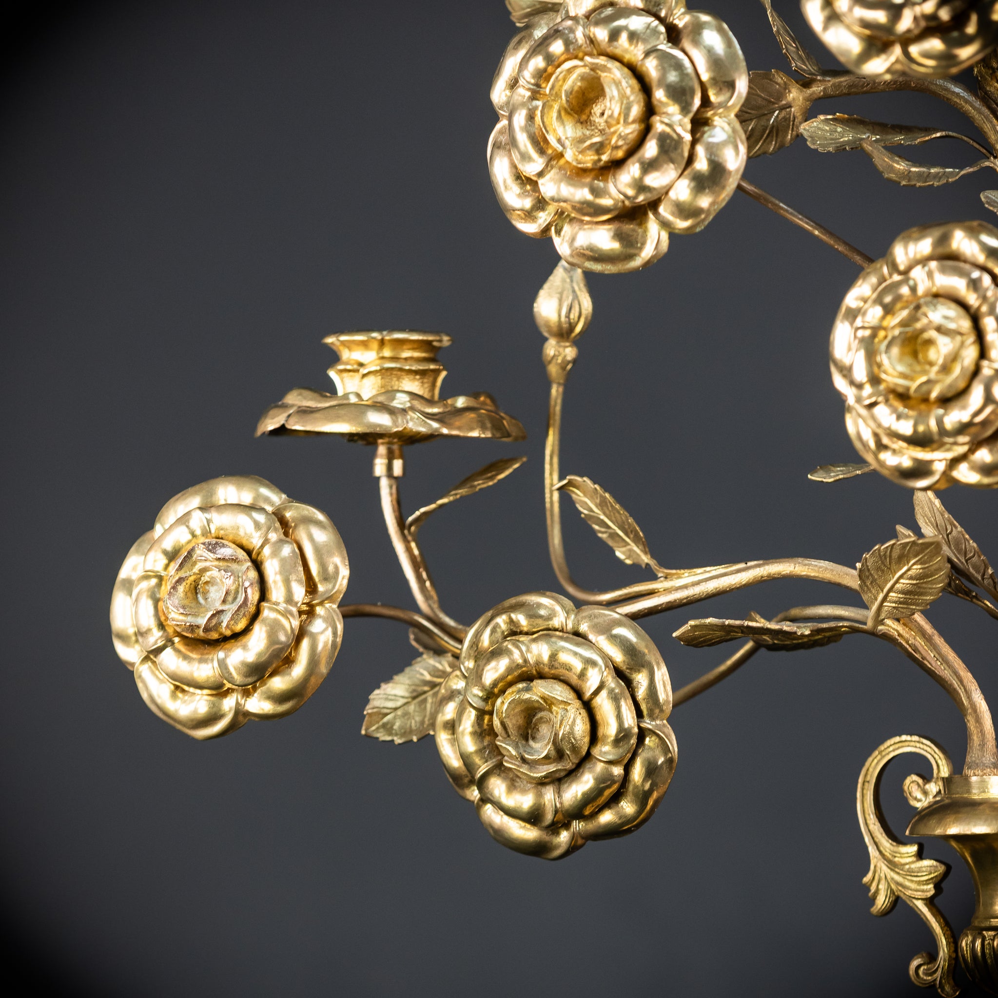 Two Gilded Bronze Baroque Candle Holders | 1800s Antique | 22" / 56 cm