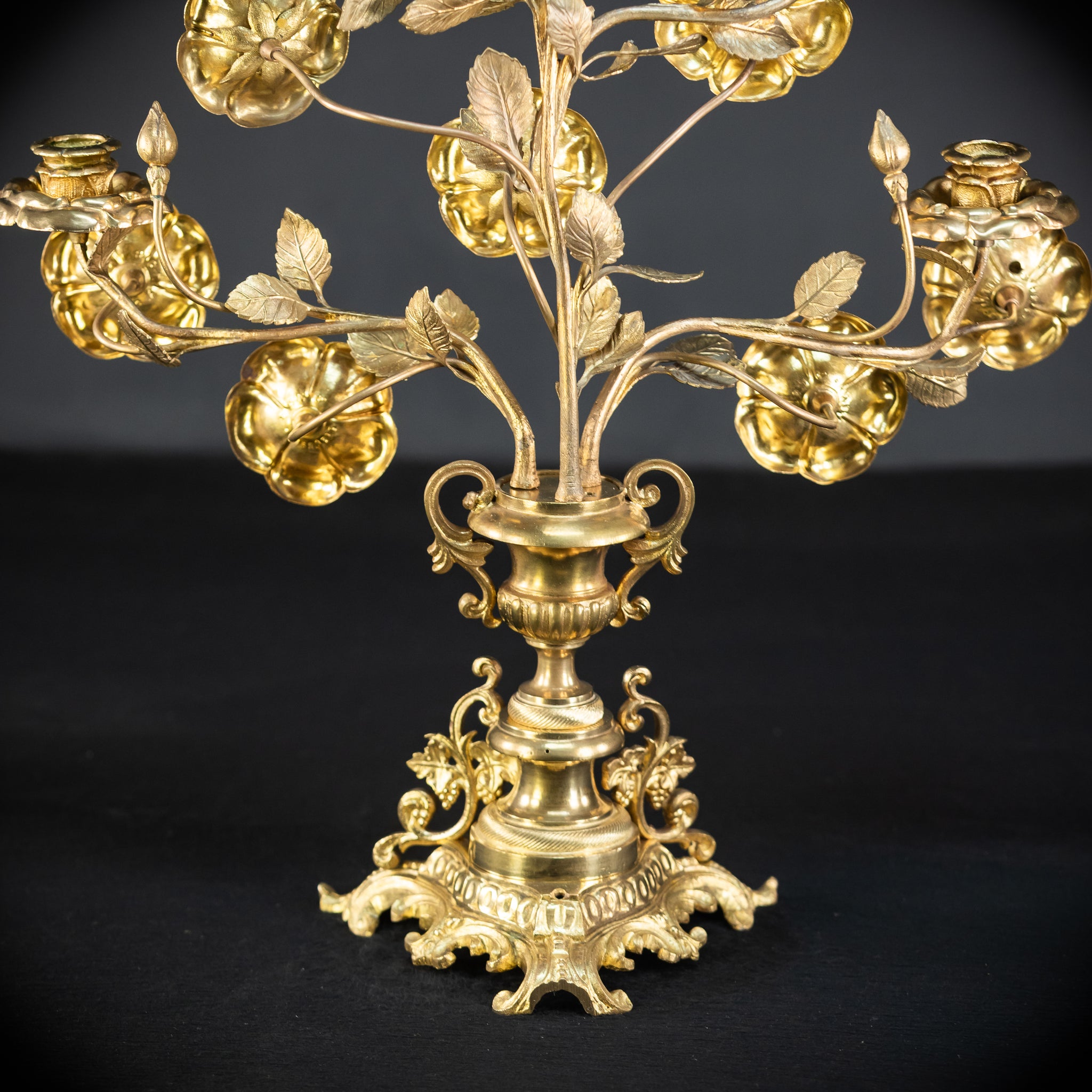 Two Gilded Bronze Baroque Candle Holders | 1800s Antique | 22" / 56 cm
