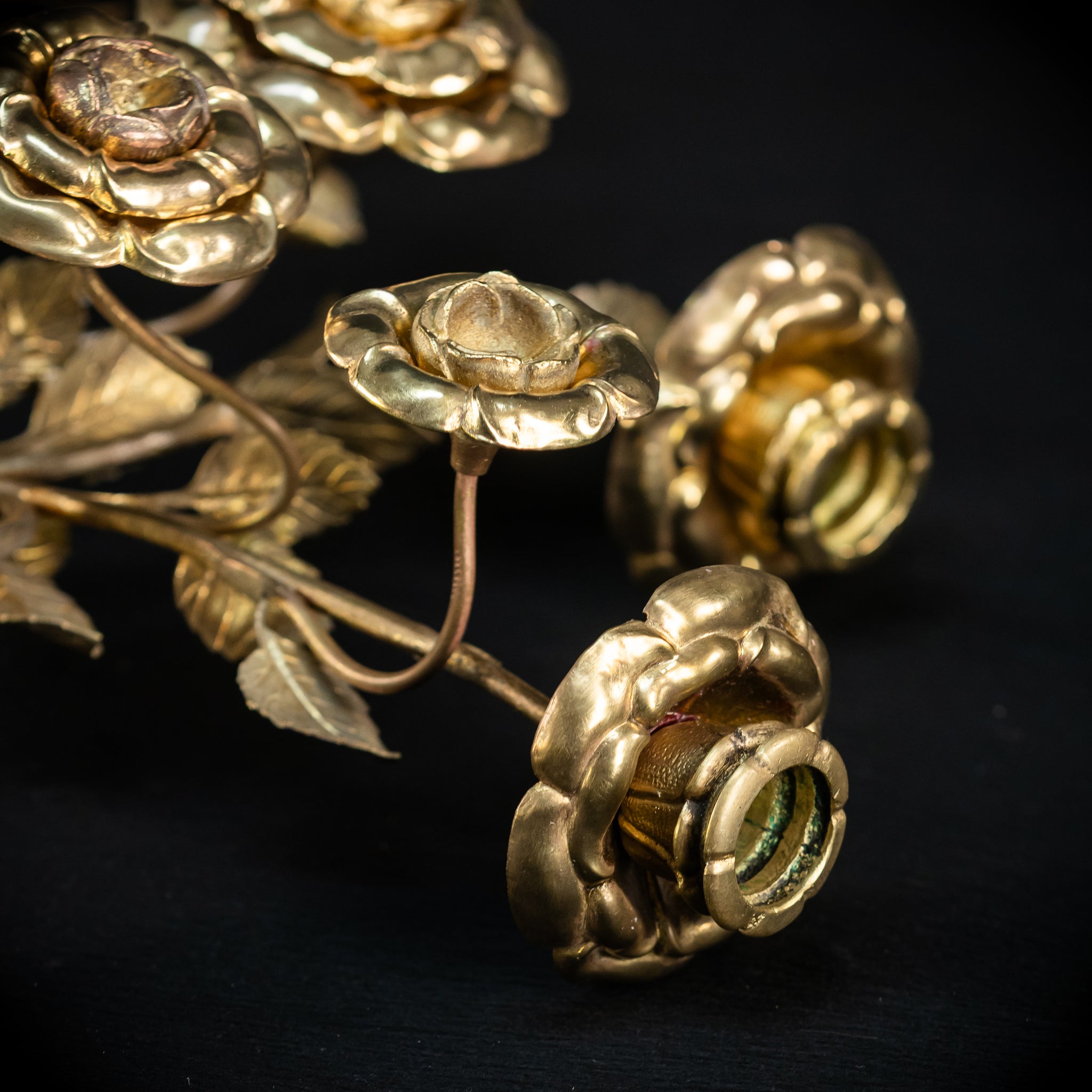 Two Gilded Bronze Baroque Candle Holders | 1800s Antique | 22" / 56 cm