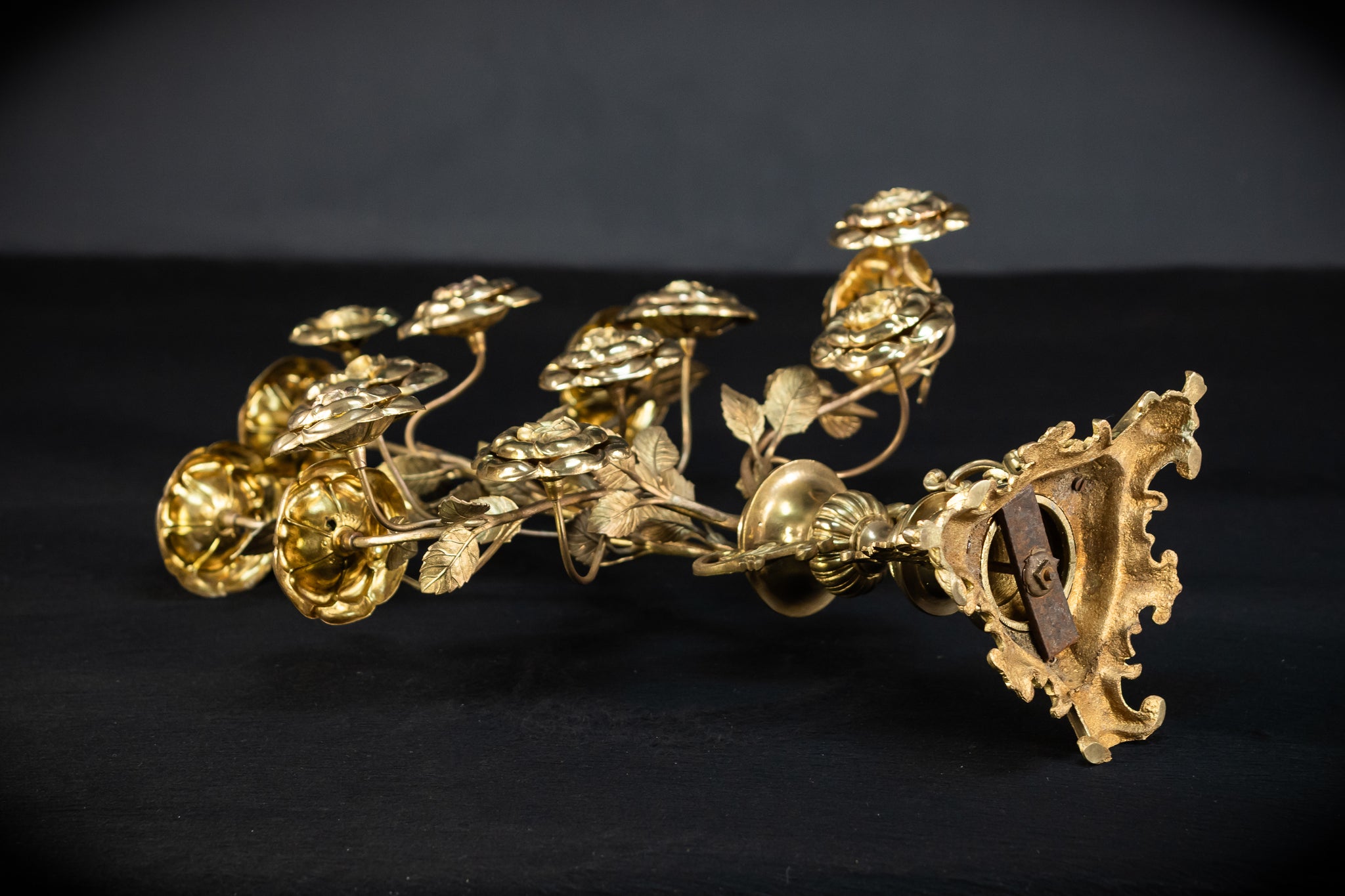 Two Gilded Bronze Baroque Candle Holders | 1800s Antique | 22" / 56 cm