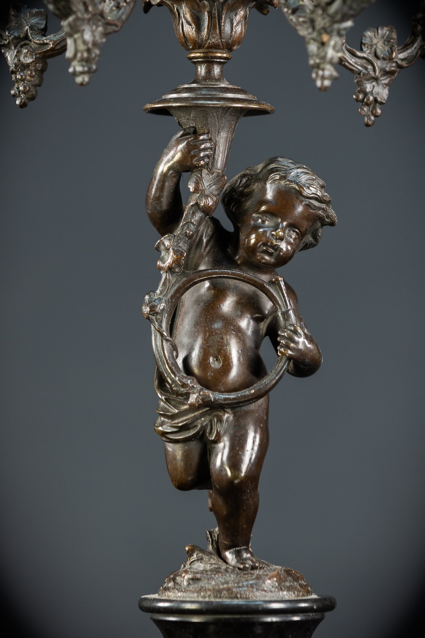 Pair of Candelabras | mid 1800s Bronze Antique | 19.5" / 49.5 cm