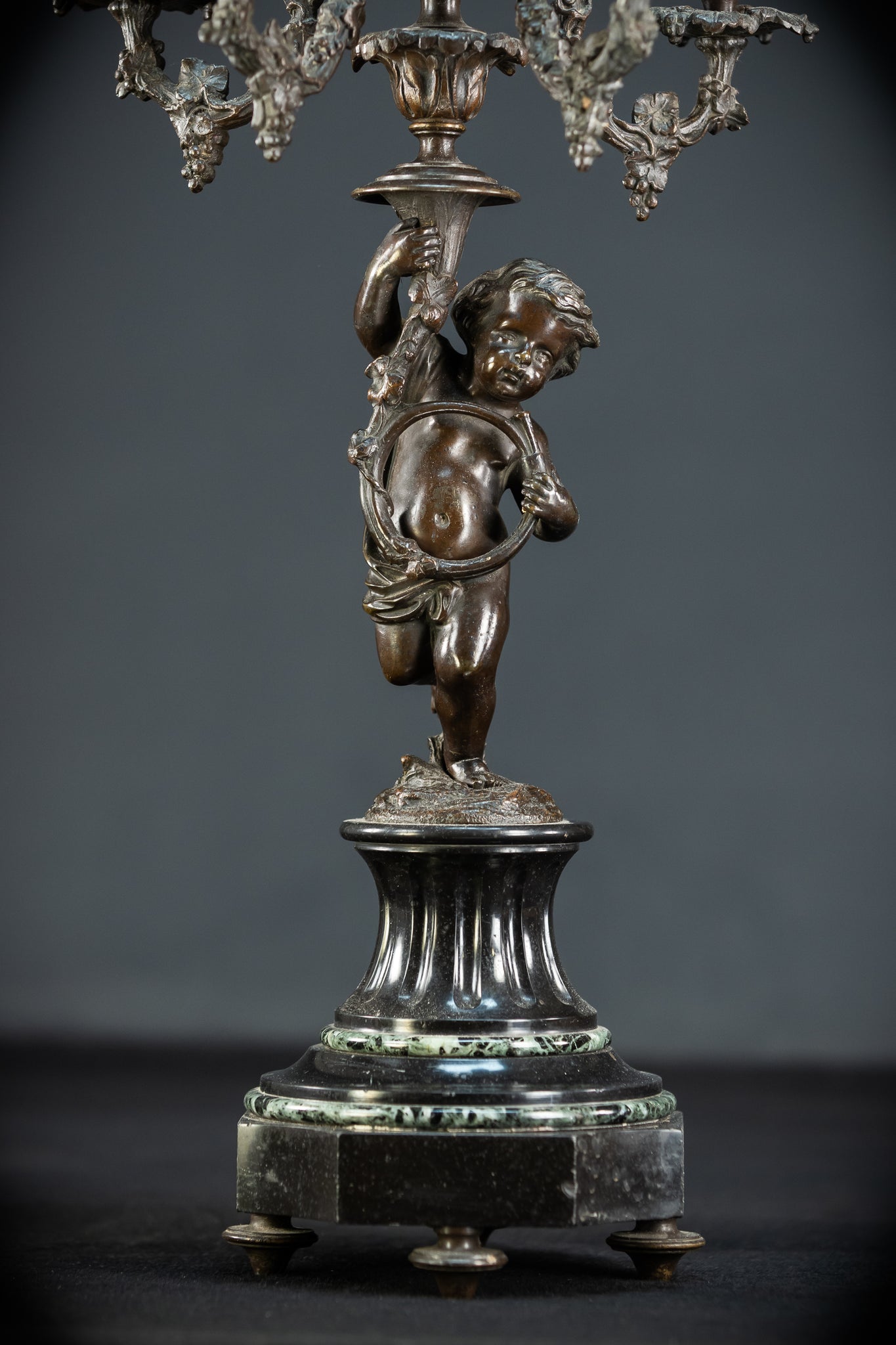 Pair of Candelabras | mid 1800s Bronze Antique | 19.5" / 49.5 cm