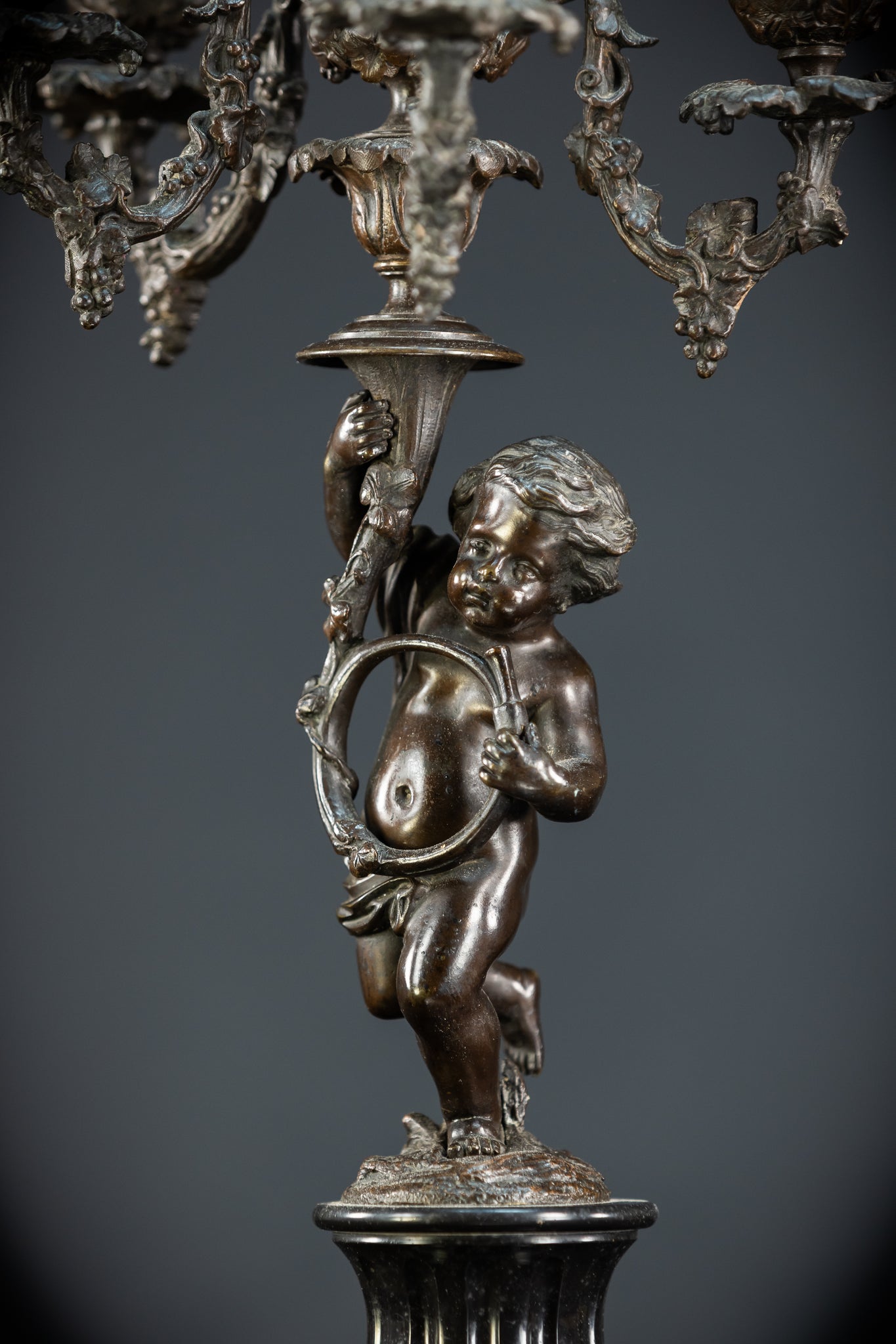 Pair of Candelabras | mid 1800s Bronze Antique | 19.5" / 49.5 cm