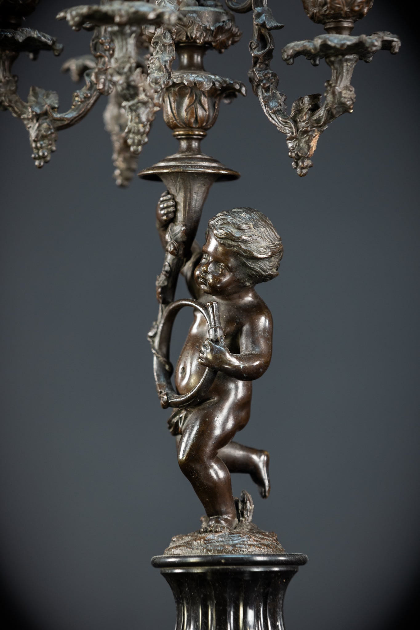 Pair of Candelabras | mid 1800s Bronze Antique | 19.5" / 49.5 cm