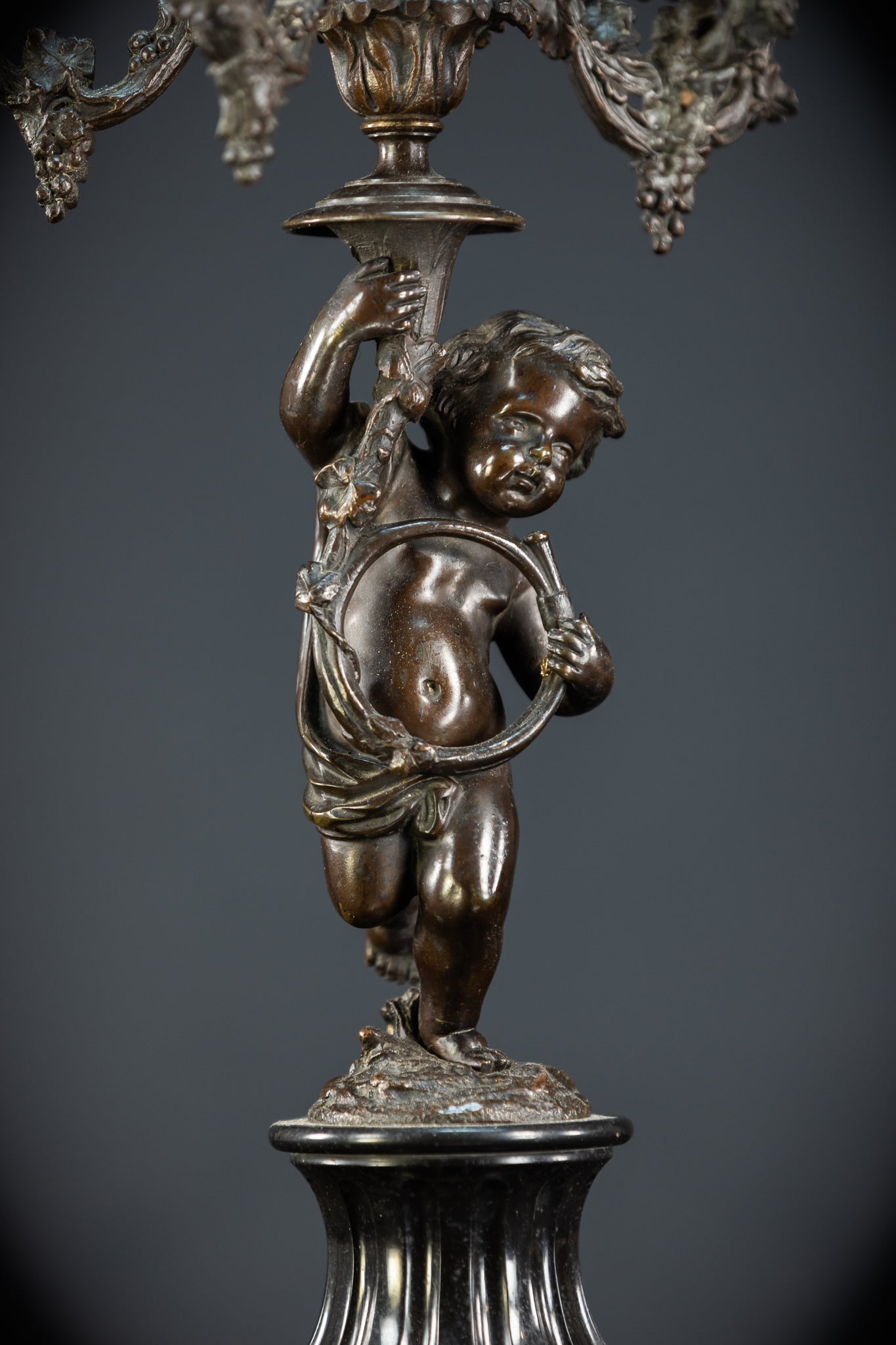 Pair of Candelabras | mid 1800s Bronze Antique | 19.5" / 49.5 cm