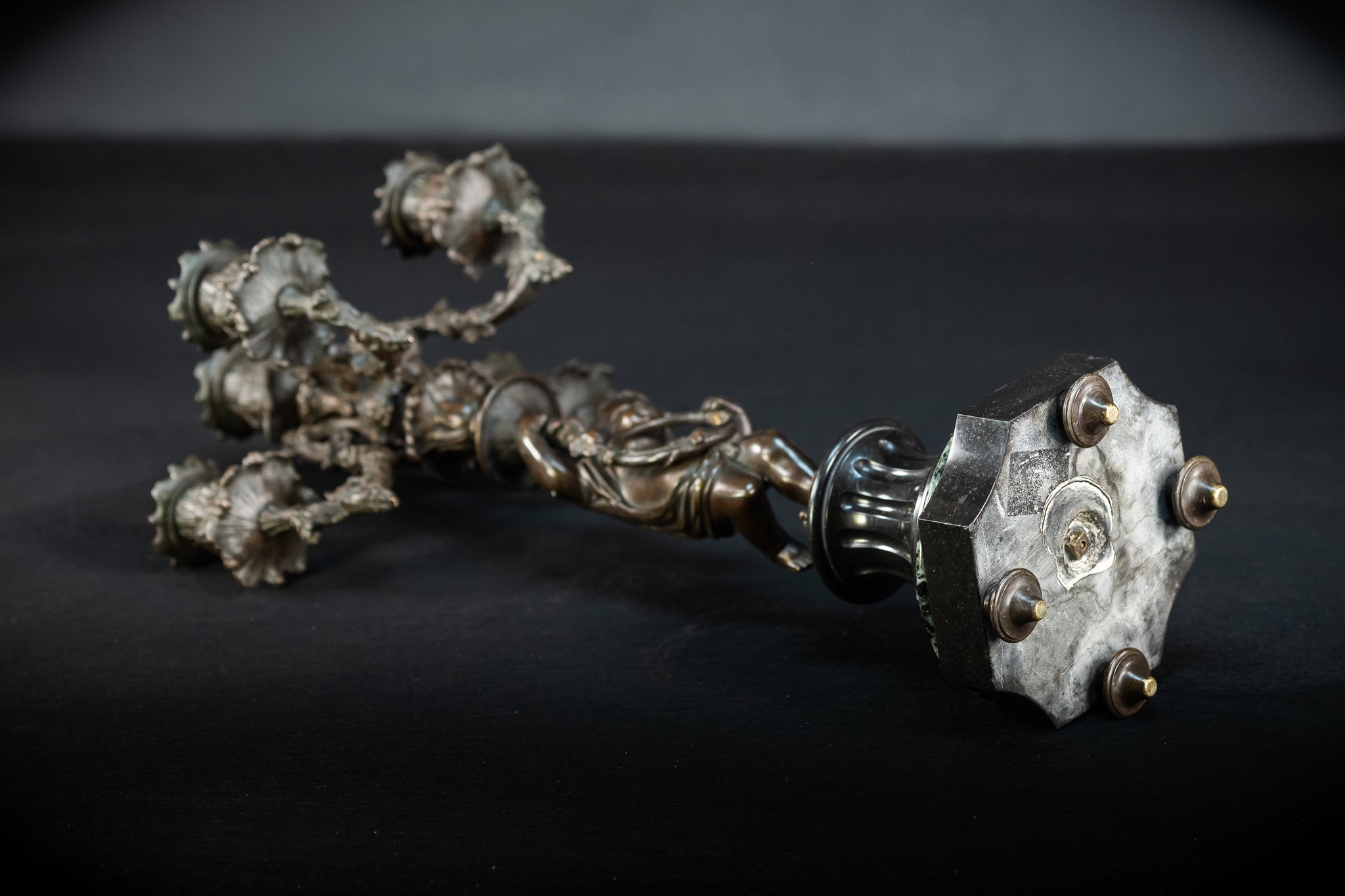 Pair of Candelabras | mid 1800s Bronze Antique | 19.5" / 49.5 cm