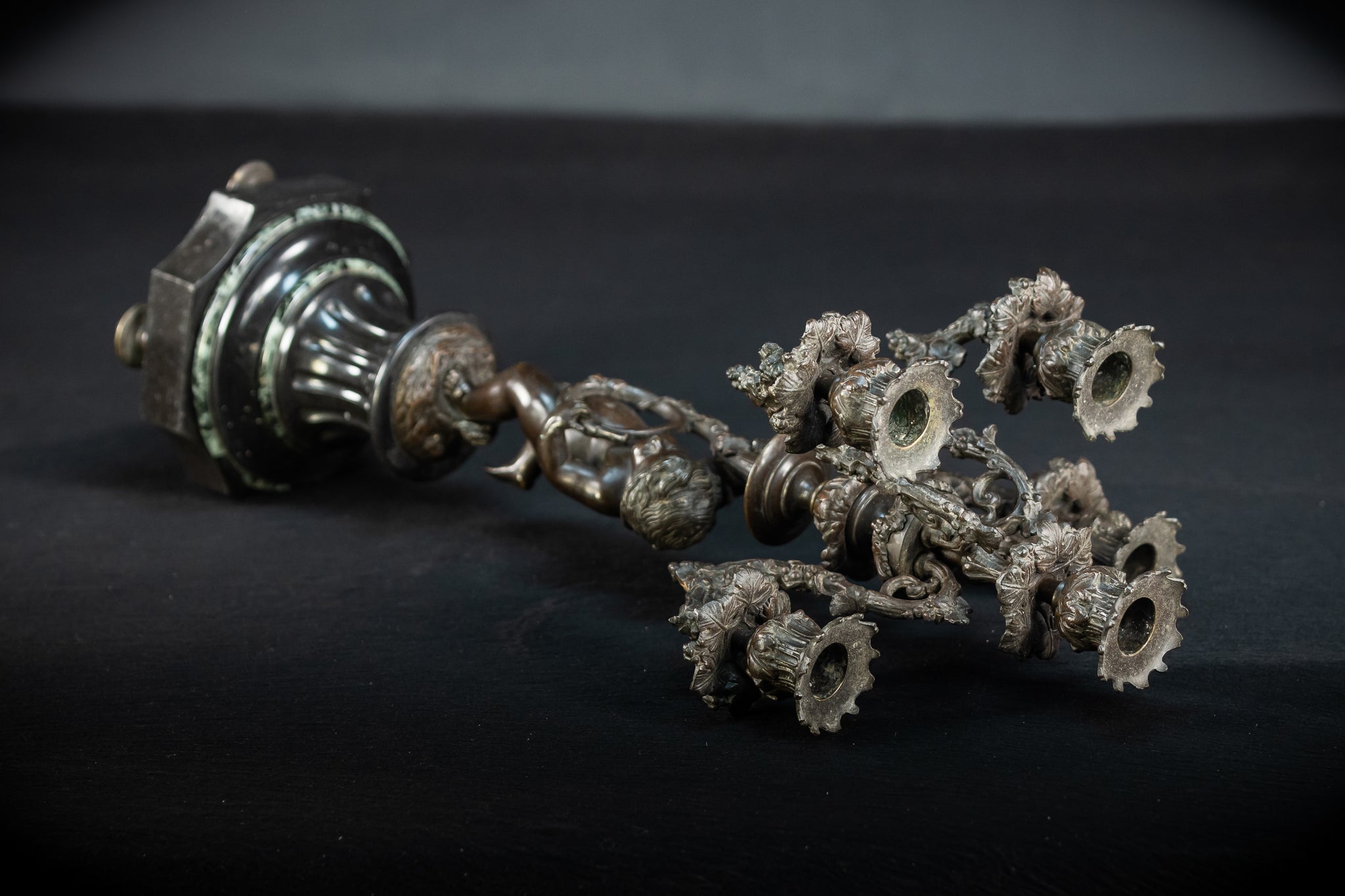 Pair of Candelabras | mid 1800s Bronze Antique | 19.5" / 49.5 cm