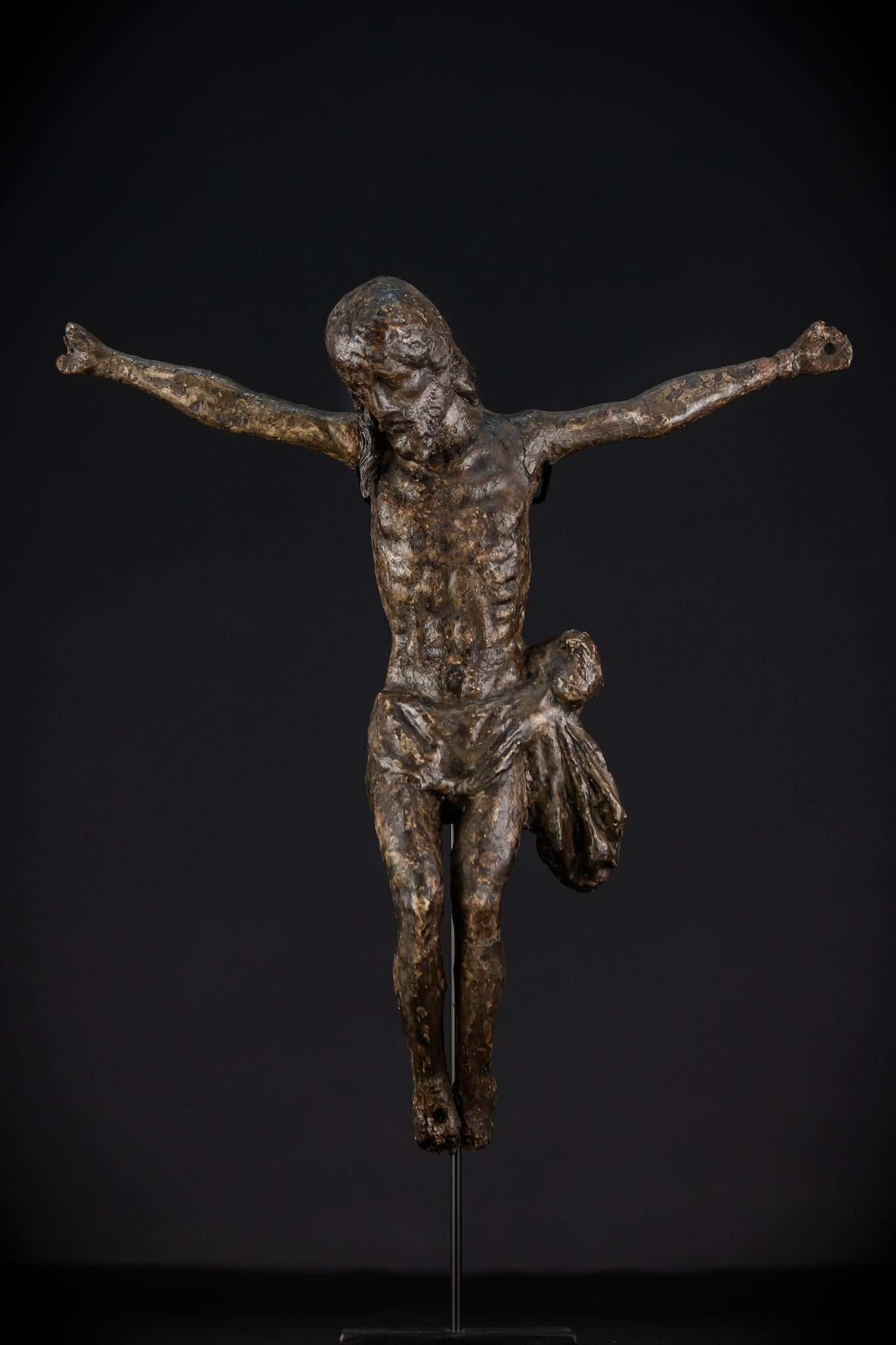 Corpus Christi Sculpture | 1500s Antique Wax Textile | 15.4"