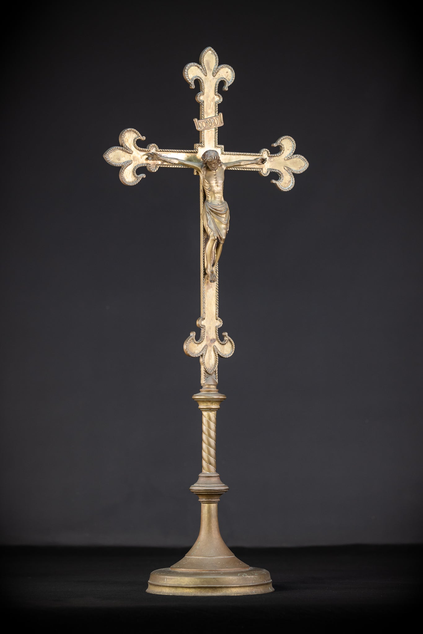 Crucifix Altar | French 1800s Gilded Bronze | 30.7"