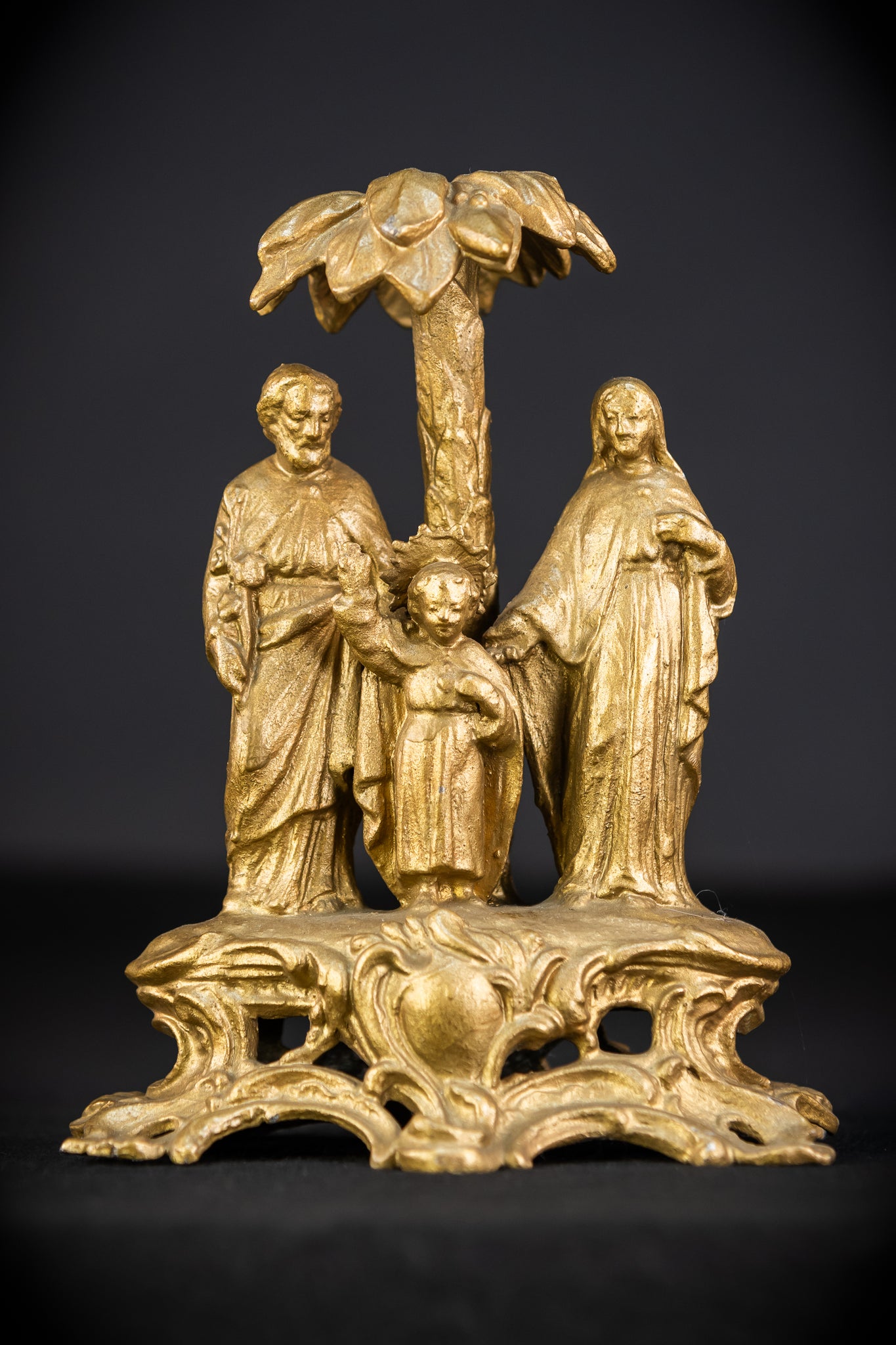 Holy Family Metal Statue | 1800s Antique | 7.7" / 19.5 cm