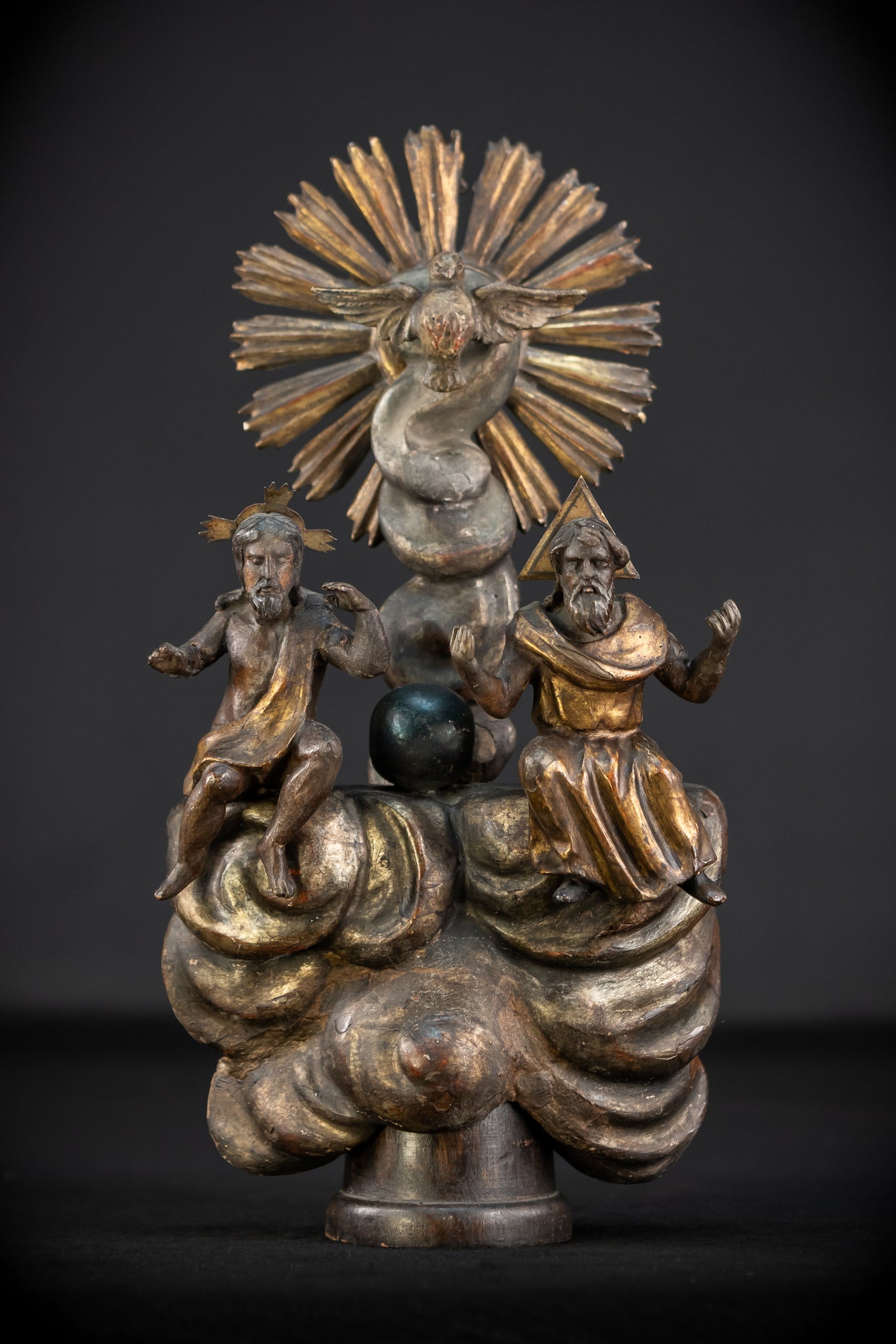 Holy Trinity Baroque Sculpture | 1700s Antique Wooden
