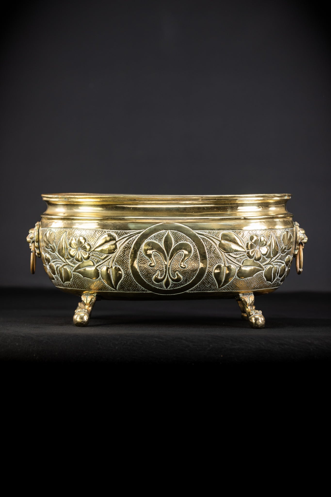 Jardiniere Brass Antique | Baroque 1800s | 16.5” / 42 cm