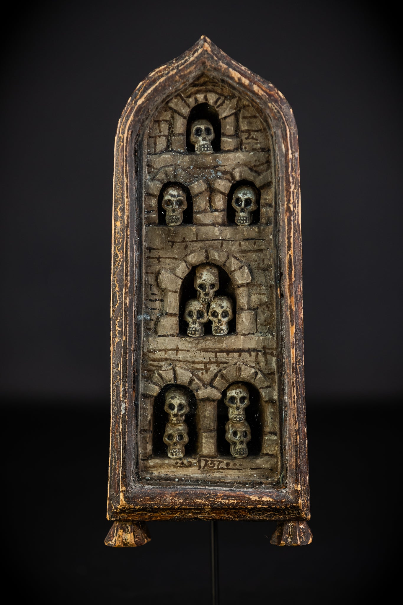 Memento Mori Wood Carving | 1700s Antique | 10.2" / 26 cm