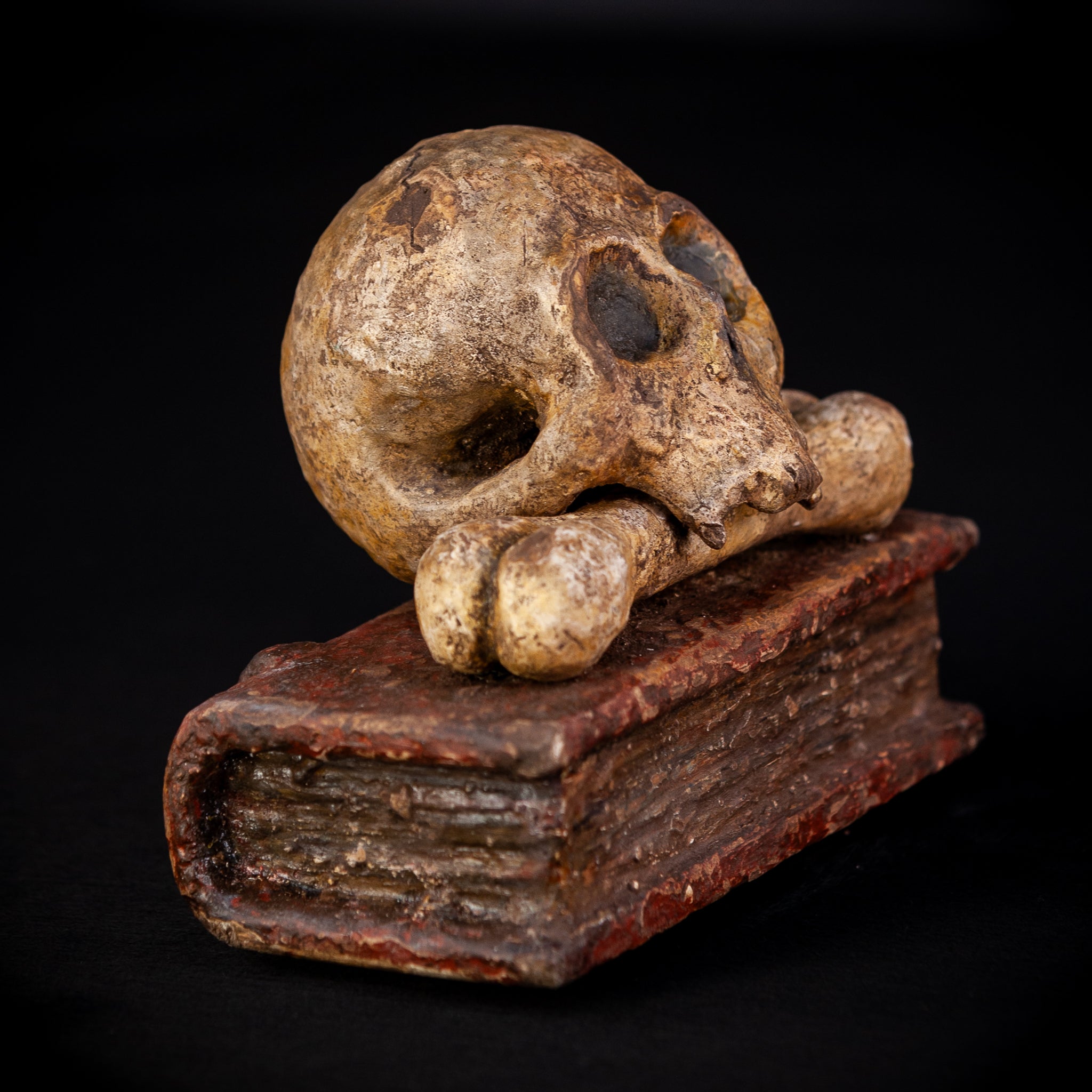 Memento Mori Wooden Sculpture | 1700s Antique 7.5" / 19 cm