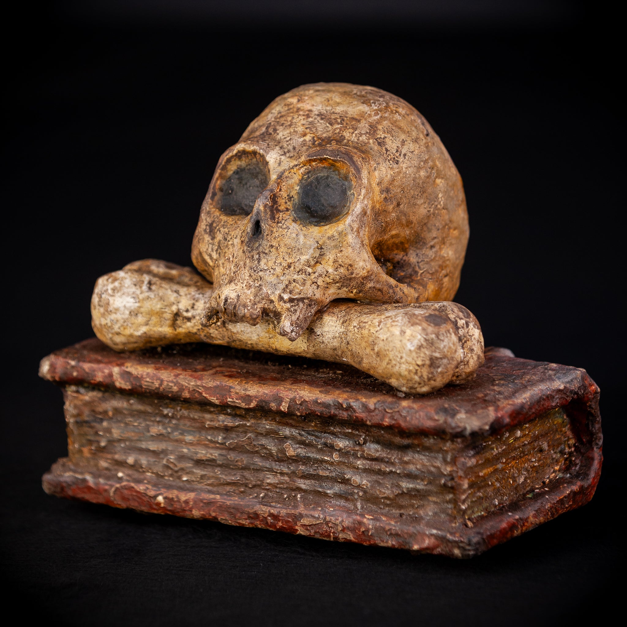 Memento Mori Wooden Sculpture | 1700s Antique 7.5" / 19 cm