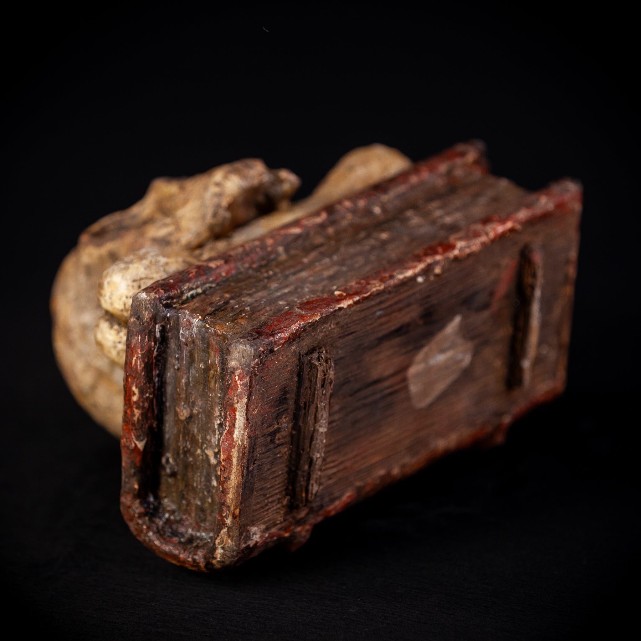Memento Mori Wooden Sculpture | 1700s Antique 7.5" / 19 cm