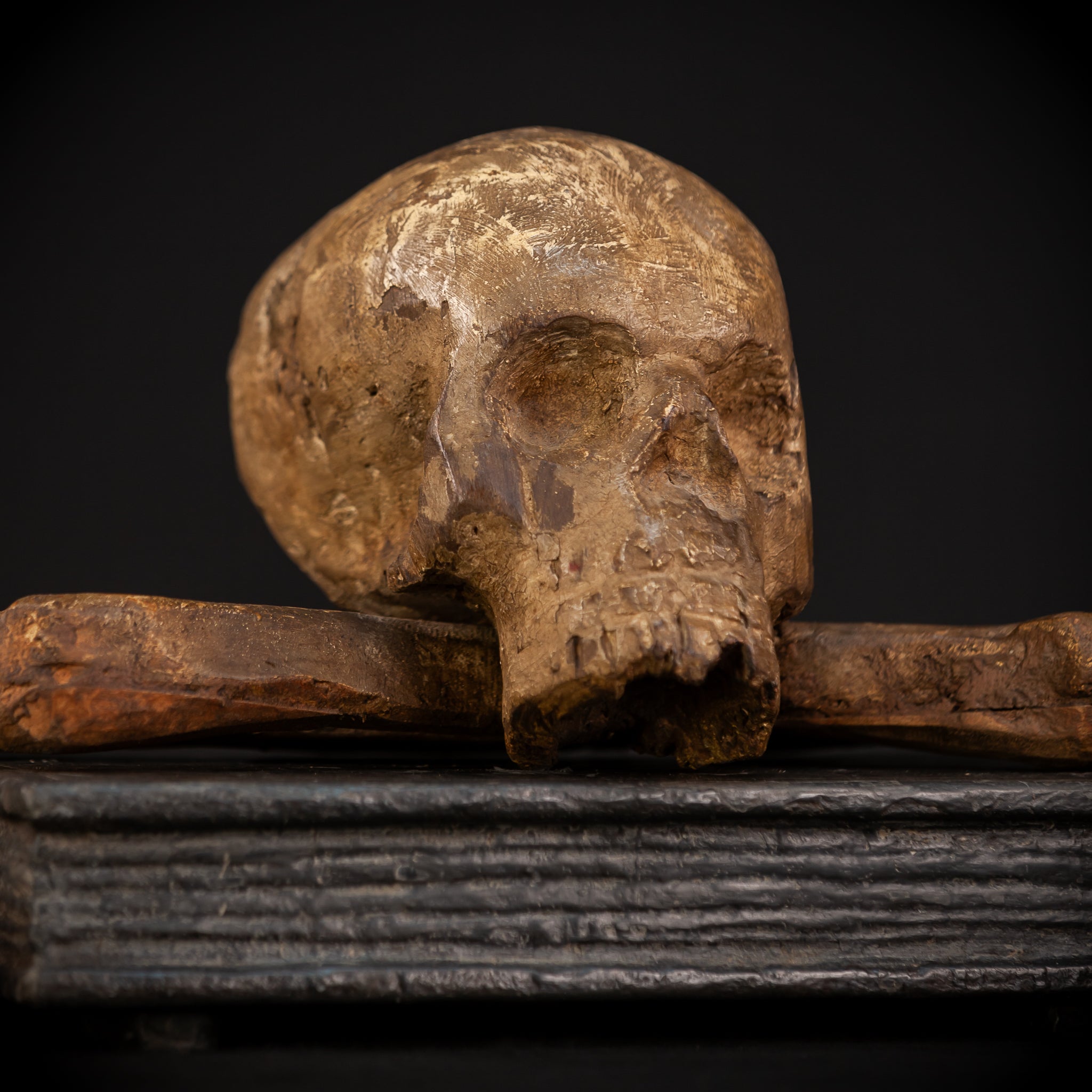 Memento Mori Wood Carving | 1700s Antique | 12.2" / 31 cm
