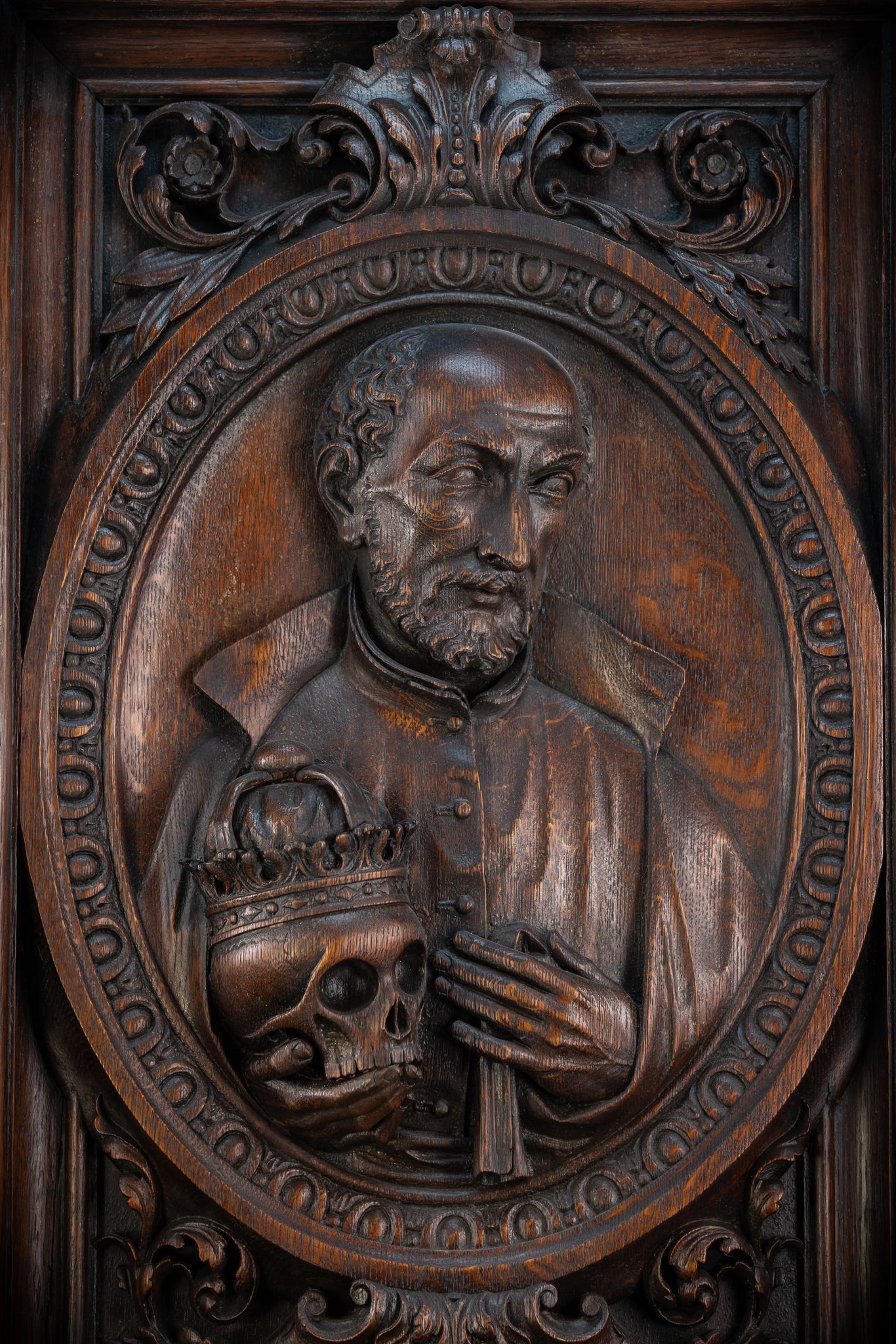 St Francis Borgia Relief Sculpture | 1700s Antique | 26.6"/ 67.5 cm