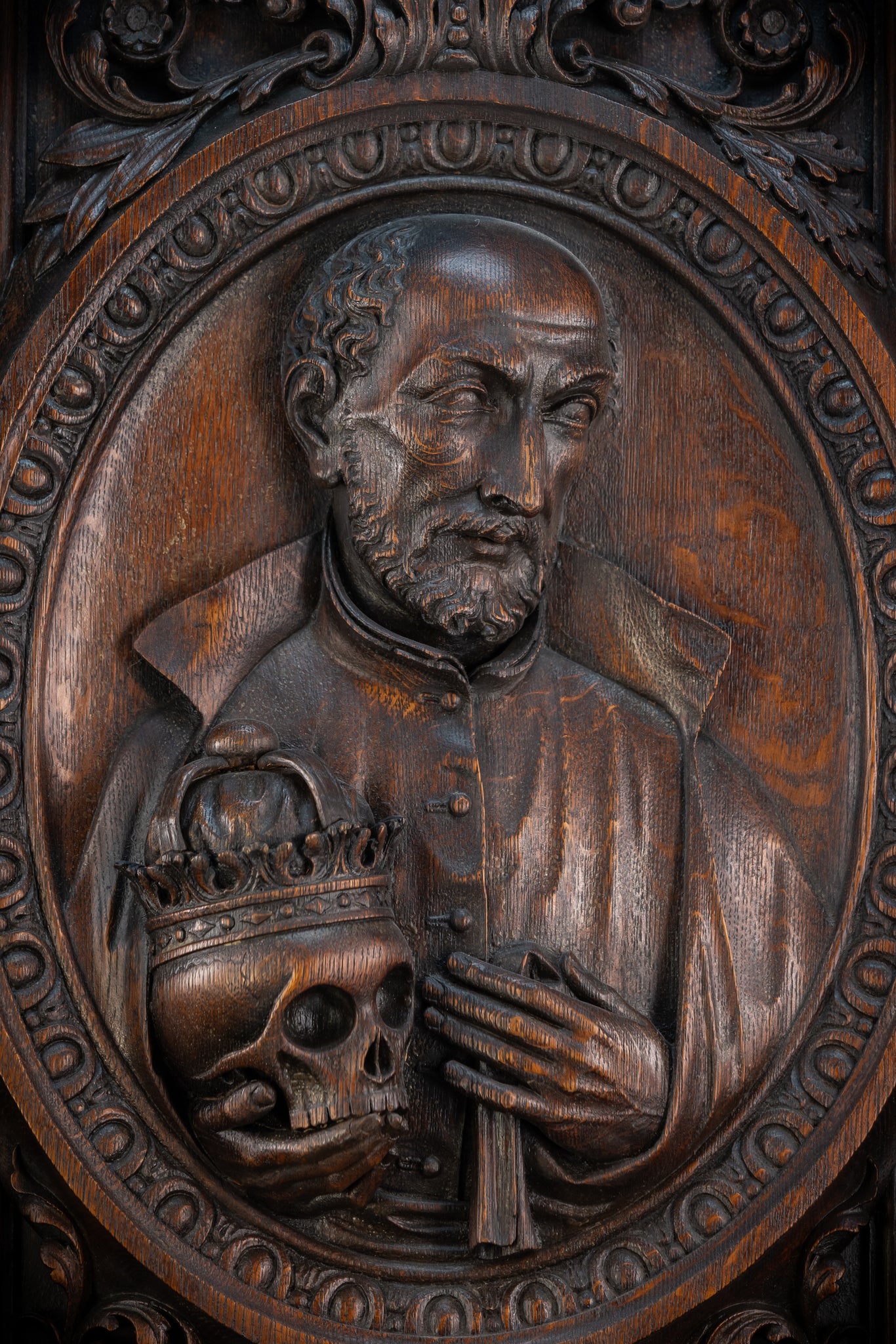St Francis Borgia Relief Sculpture | 1700s Antique | 26.6"/ 67.5 cm