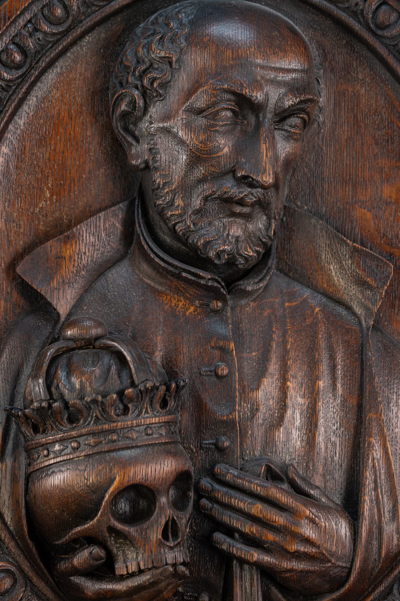 St Francis Borgia Relief Sculpture | 1700s Antique | 26.6"/ 67.5 cm
