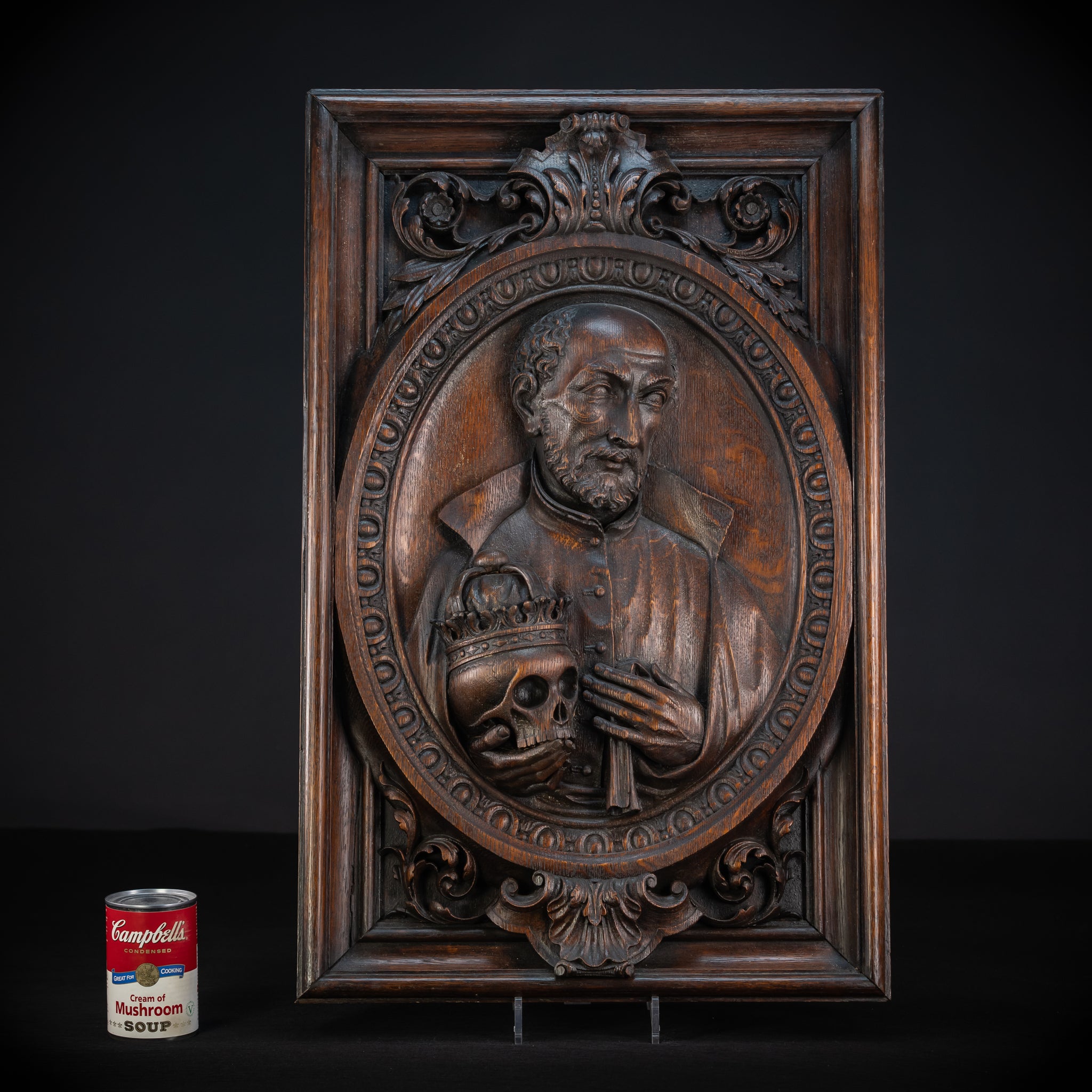 St Francis Borgia Relief Sculpture | 1700s Antique | 26.6"/ 67.5 cm