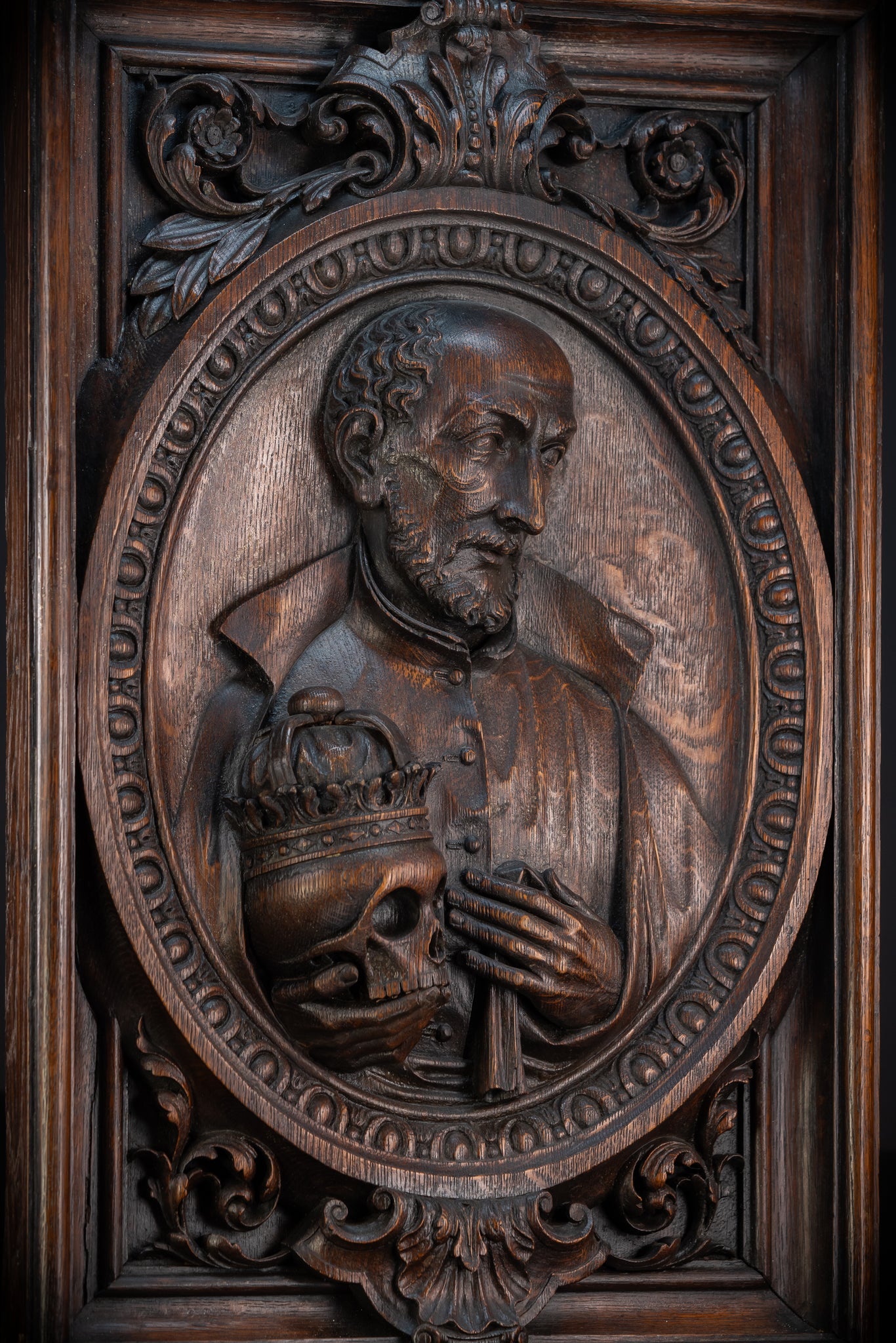 St Francis Borgia Relief Sculpture | 1700s Antique | 26.6"/ 67.5 cm