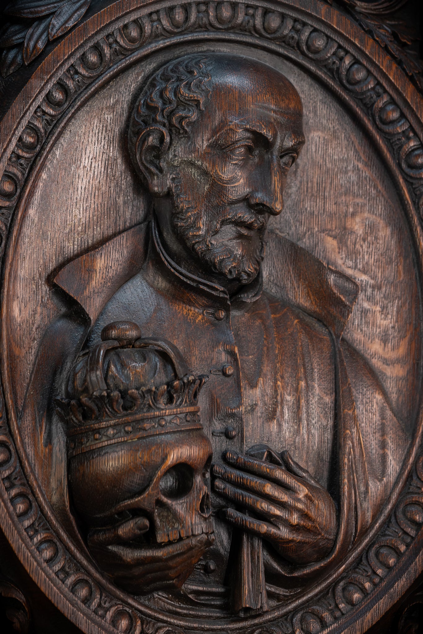 St Francis Borgia Relief Sculpture | 1700s Antique | 26.6"/ 67.5 cm