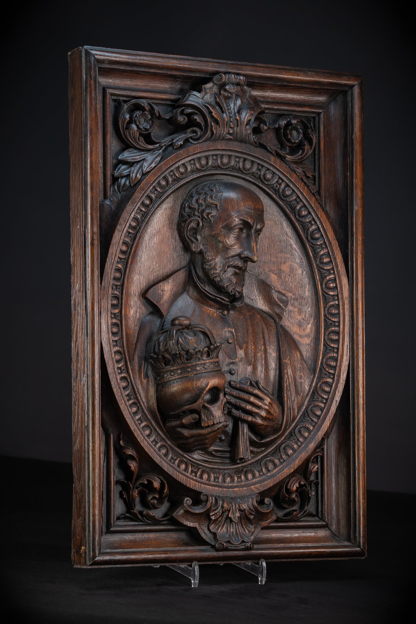St Francis Borgia Relief Sculpture | 1700s Antique | 26.6"/ 67.5 cm