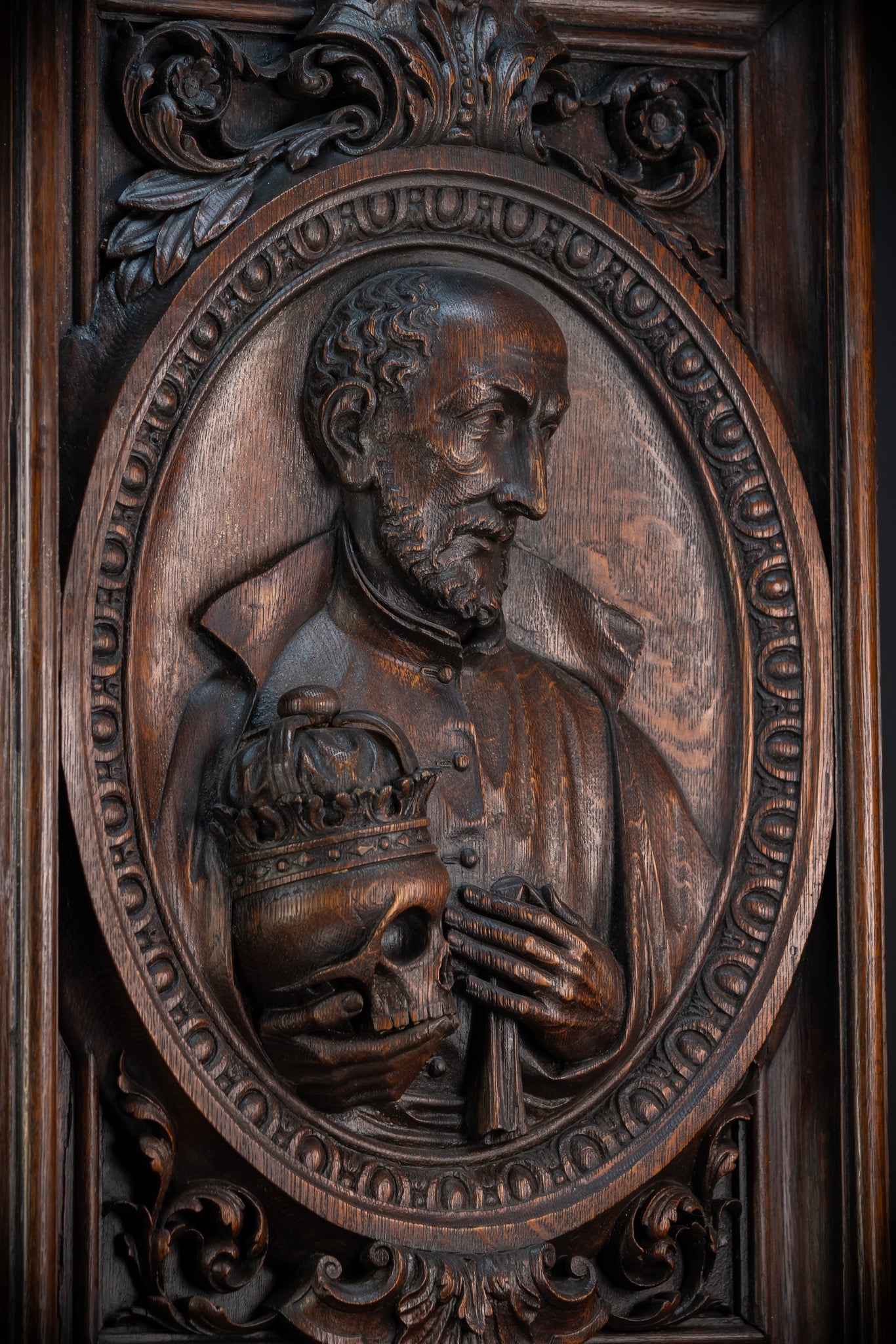 St Francis Borgia Relief Sculpture | 1700s Antique | 26.6"/ 67.5 cm