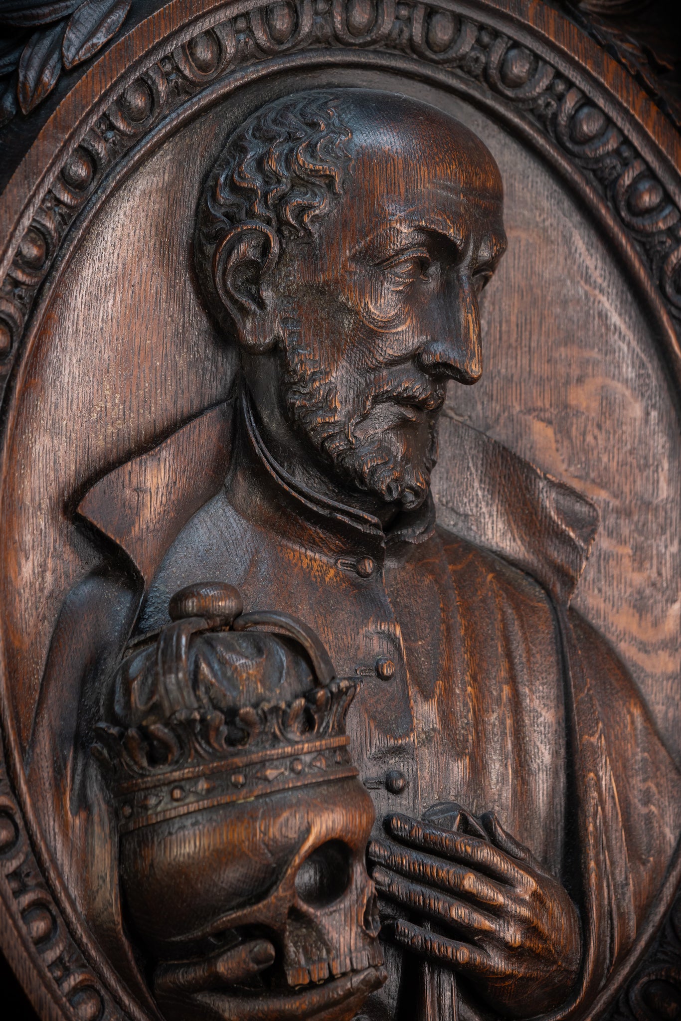 St Francis Borgia Relief Sculpture | 1700s Antique | 26.6"/ 67.5 cm