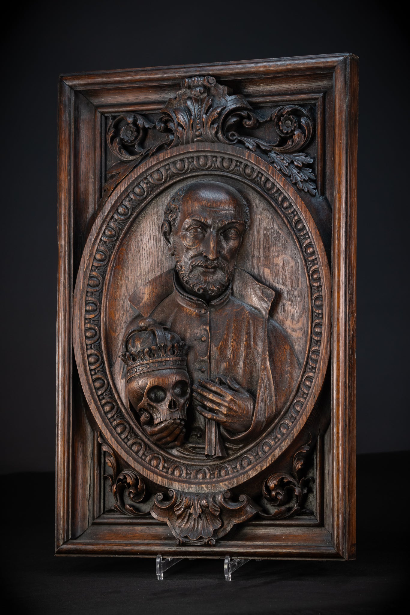 St Francis Borgia Relief Sculpture | 1700s Antique | 26.6"/ 67.5 cm