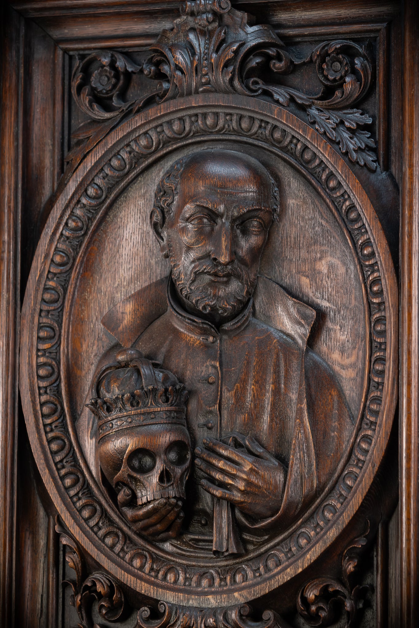 St Francis Borgia Relief Sculpture | 1700s Antique | 26.6"/ 67.5 cm