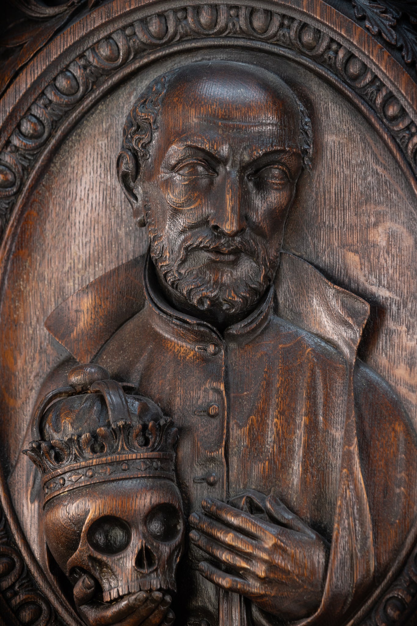 St Francis Borgia Relief Sculpture | 1700s Antique | 26.6"/ 67.5 cm
