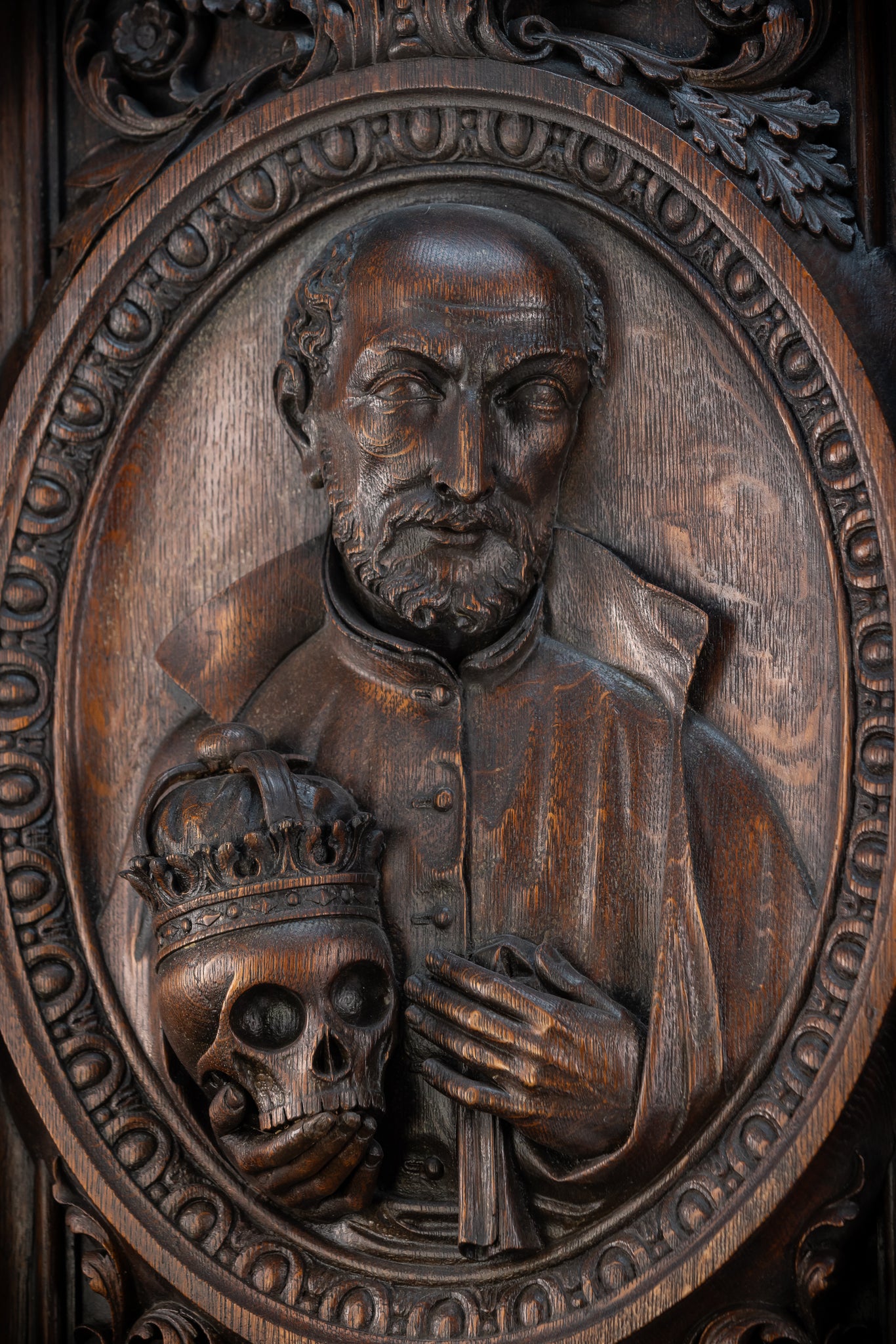 St Francis Borgia Relief Sculpture | 1700s Antique | 26.6"/ 67.5 cm