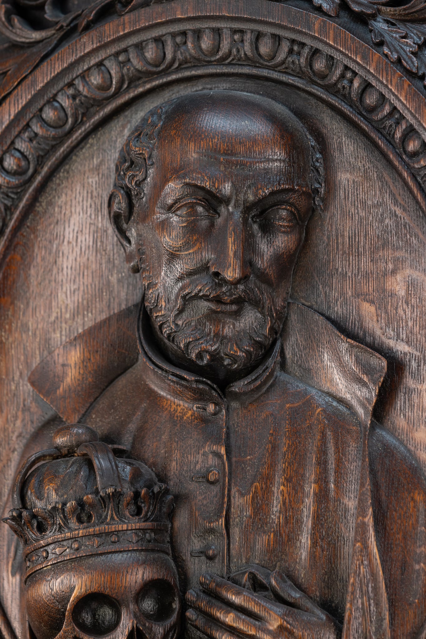 St Francis Borgia Relief Sculpture | 1700s Antique | 26.6"/ 67.5 cm
