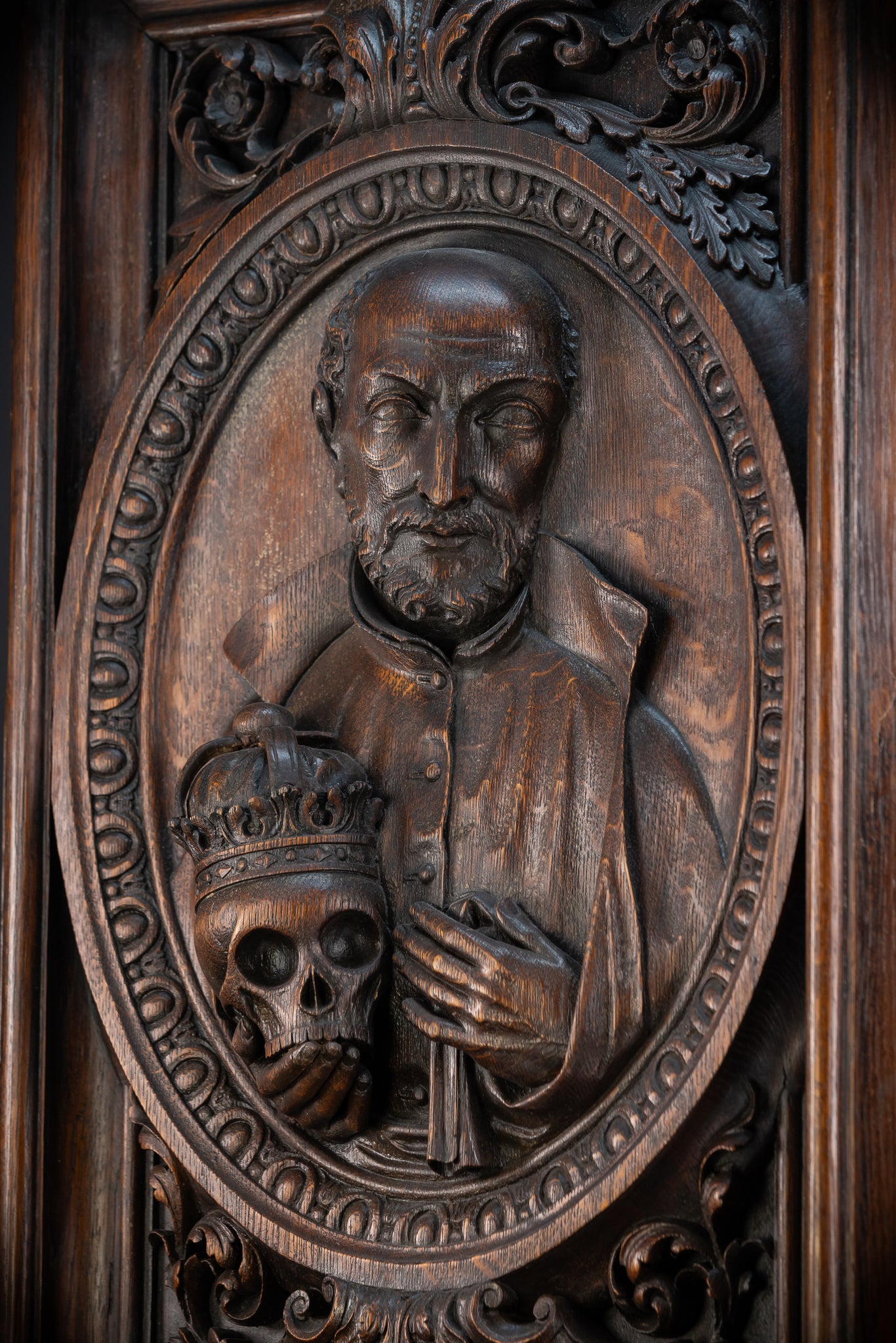 St Francis Borgia Relief Sculpture | 1700s Antique | 26.6"/ 67.5 cm
