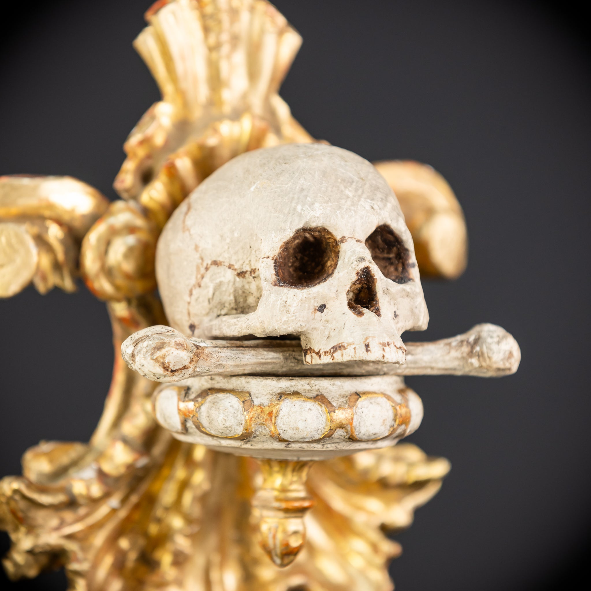 Memento Mori Wood Carving | 1700s Antique | 9.8" / 25 cm