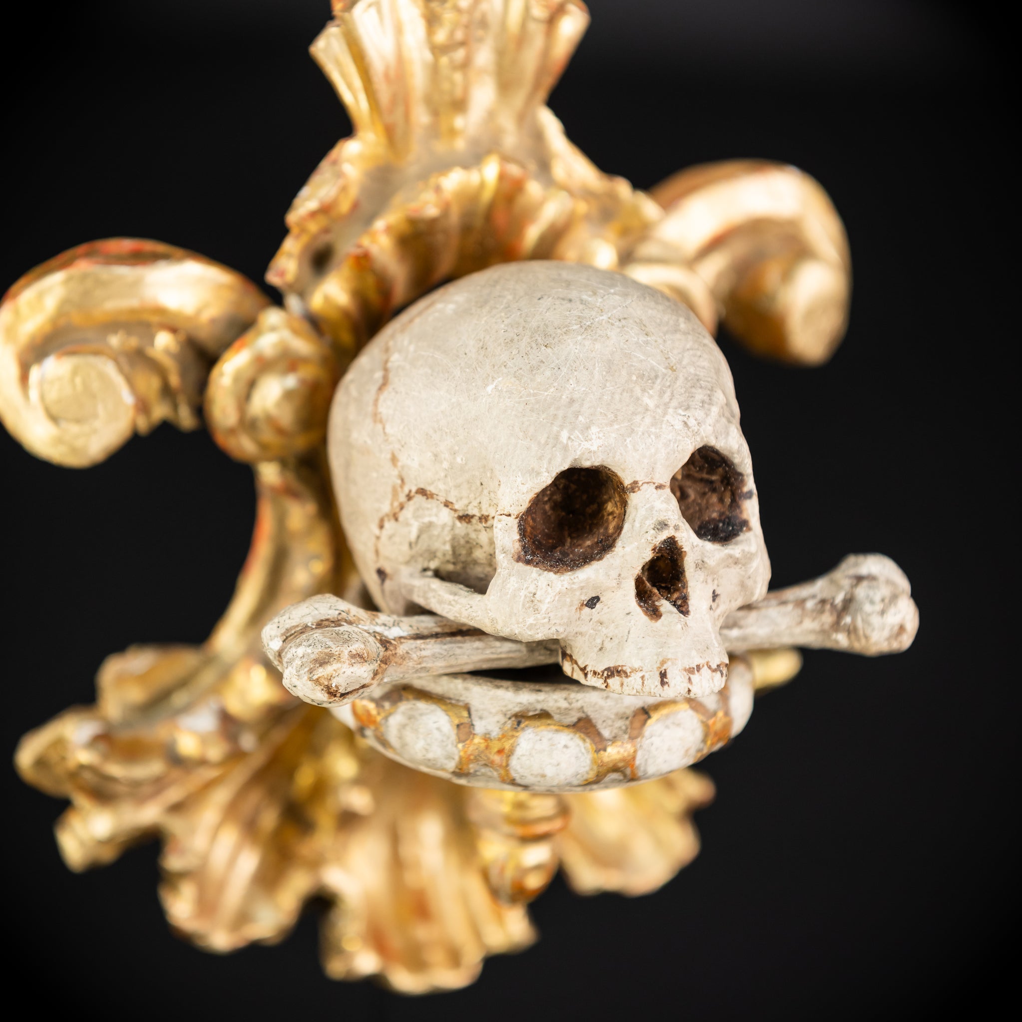 Memento Mori Wood Carving | 1700s Antique | 9.8" / 25 cm