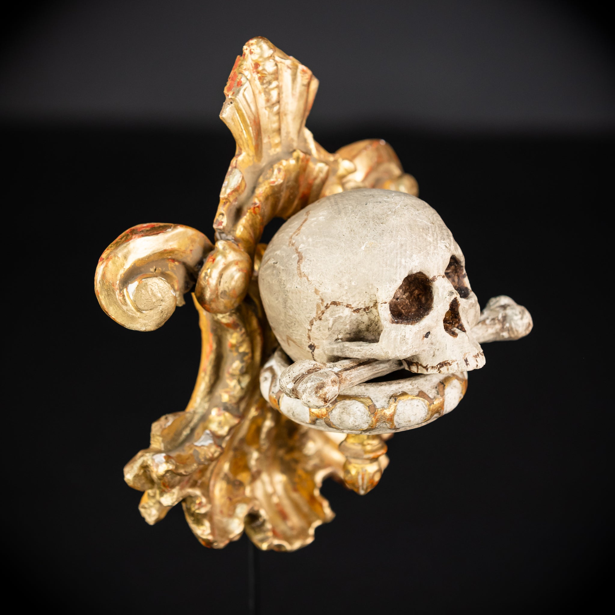 Memento Mori Wood Carving | 1700s Antique | 9.8" / 25 cm