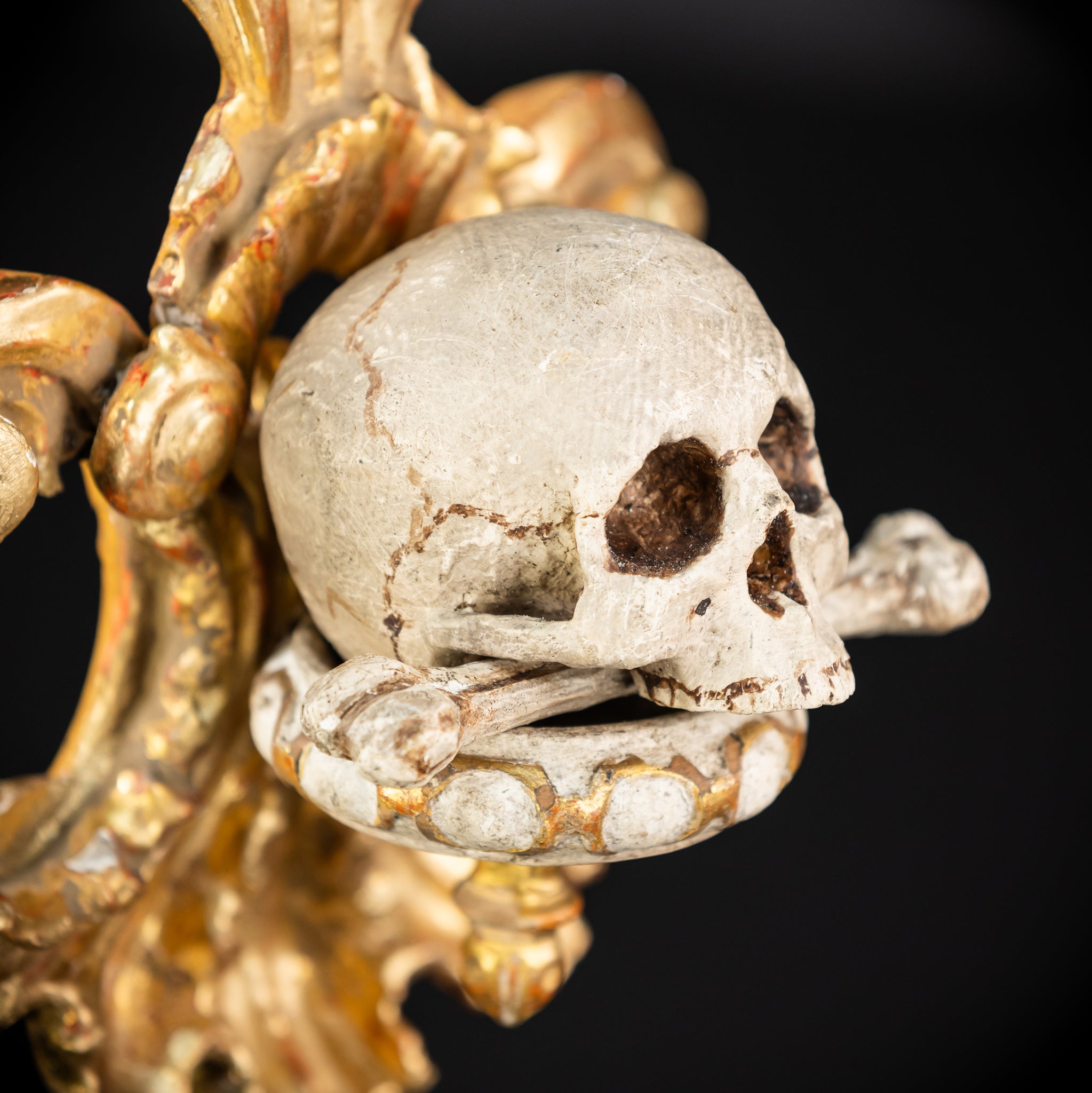 Memento Mori Wood Carving | 1700s Antique | 9.8" / 25 cm