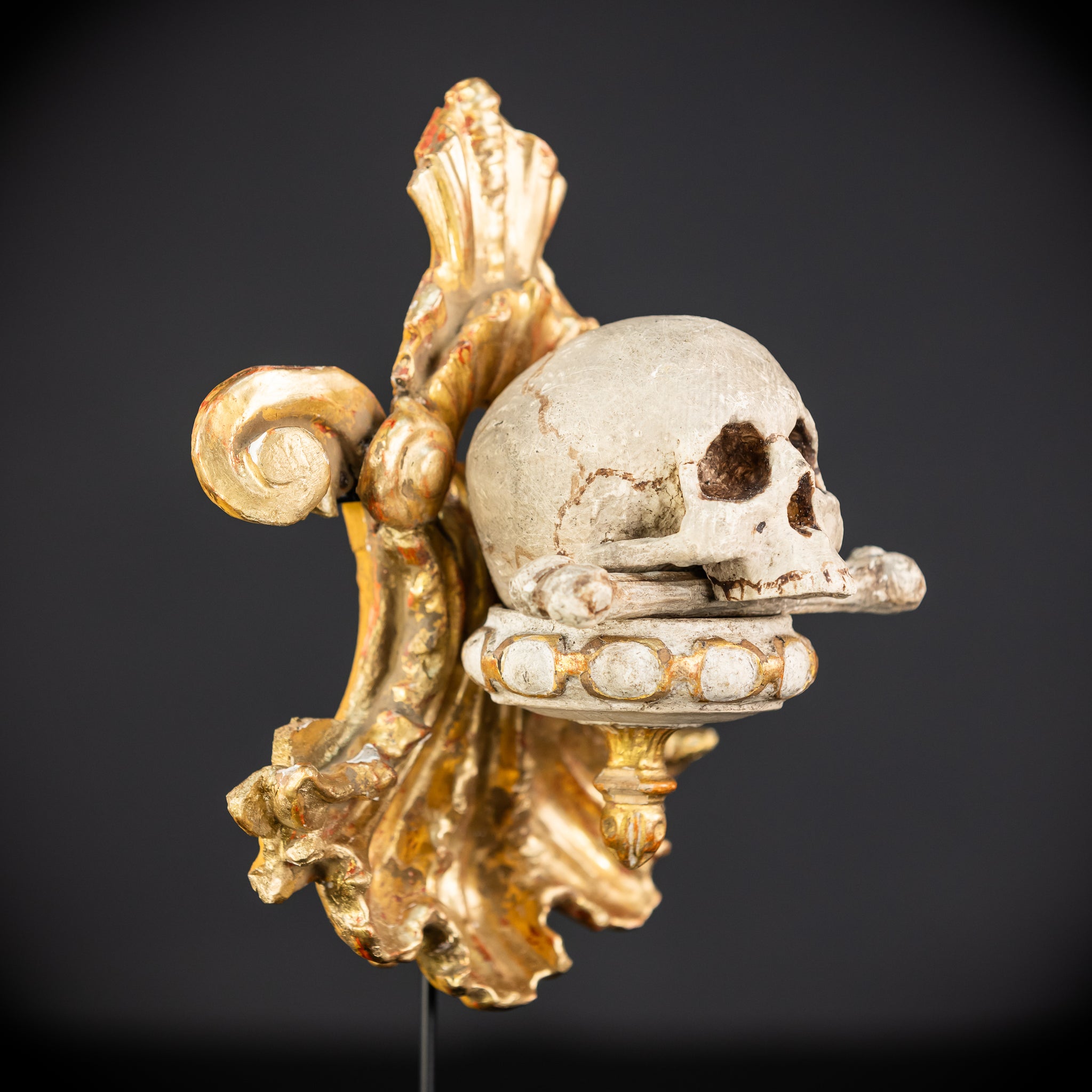 Memento Mori Wood Carving | 1700s Antique | 9.8" / 25 cm