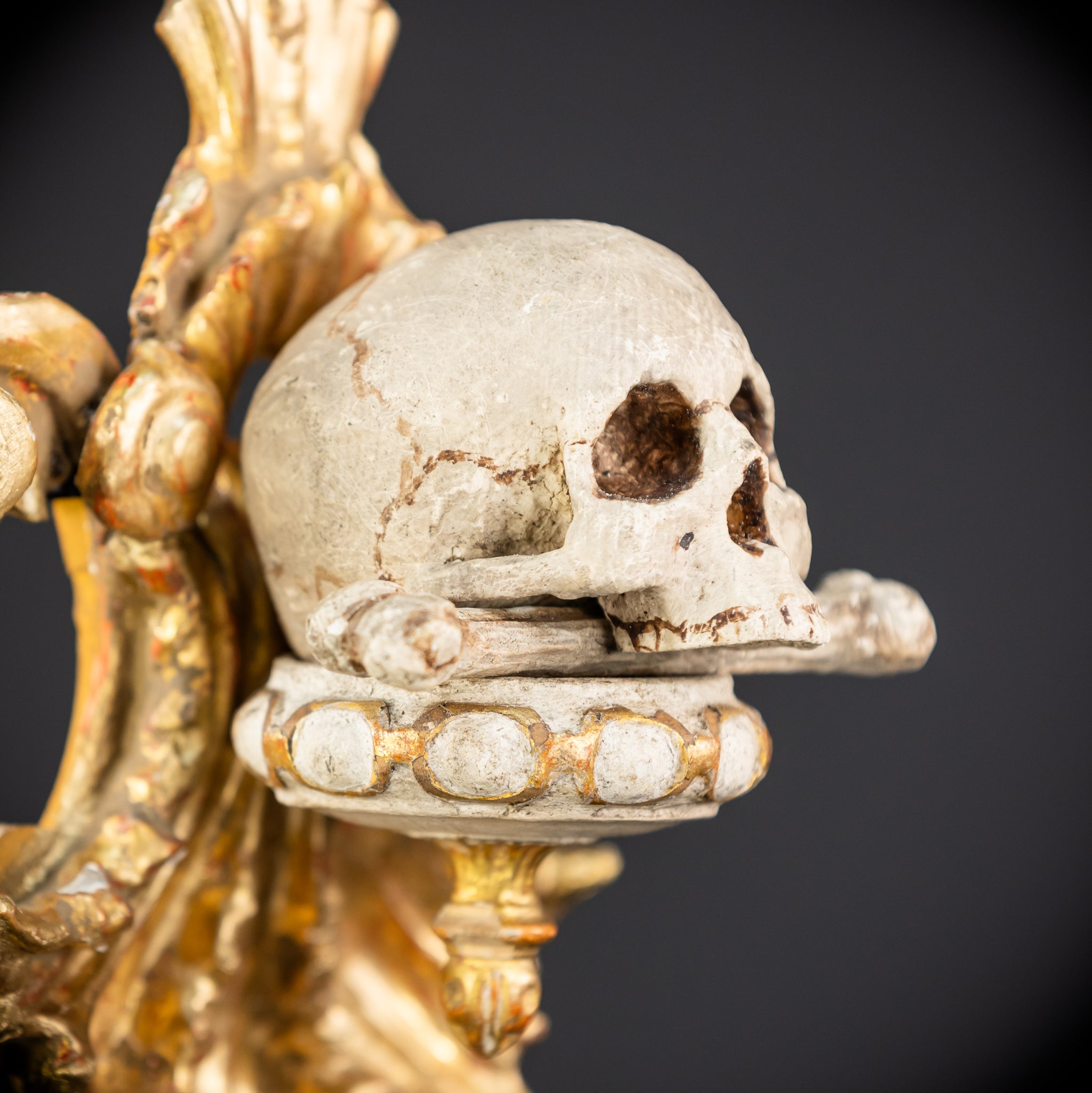 Memento Mori Wood Carving | 1700s Antique | 9.8" / 25 cm
