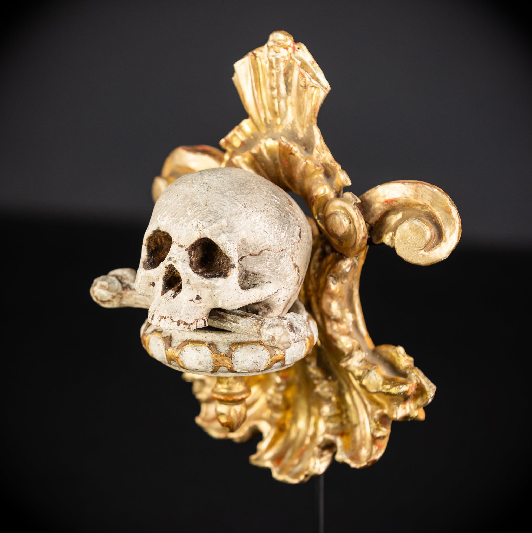 Memento Mori Wood Carving | 1700s Antique | 9.8" / 25 cm