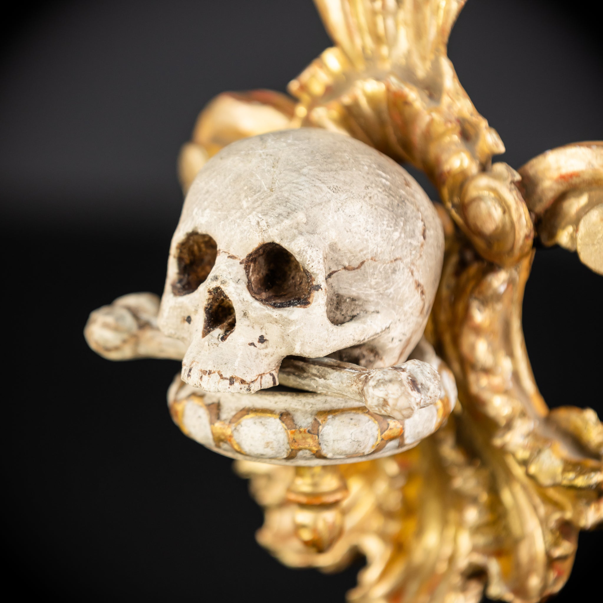 Memento Mori Wood Carving | 1700s Antique | 9.8" / 25 cm